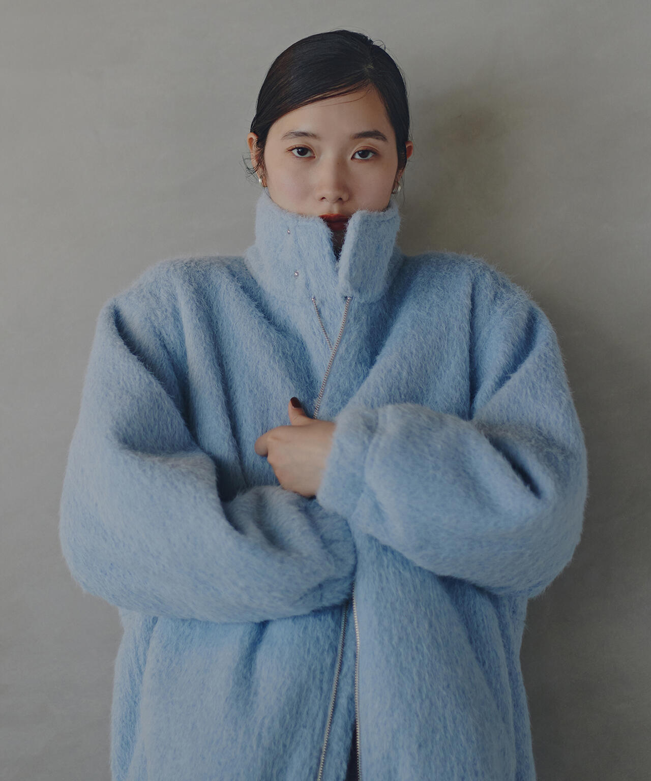 スタンドネックシャギーブルゾン