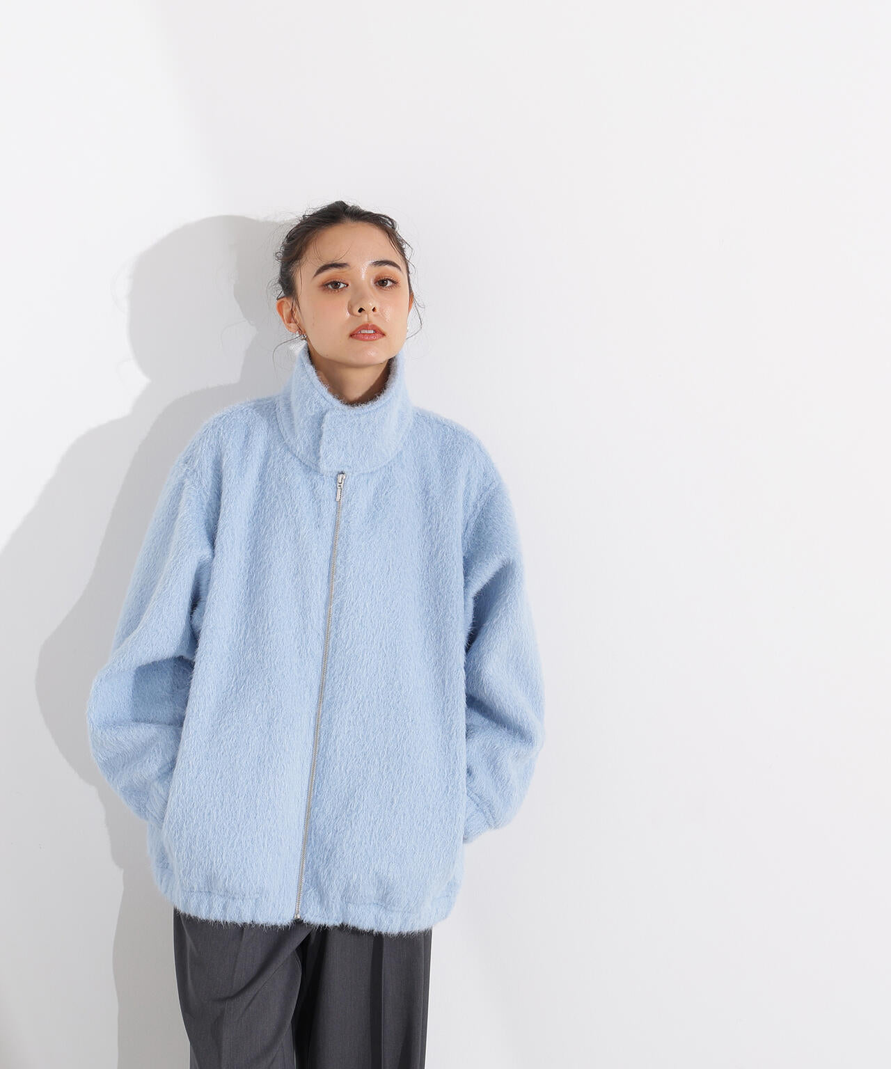 スタンドネックシャギーブルゾン