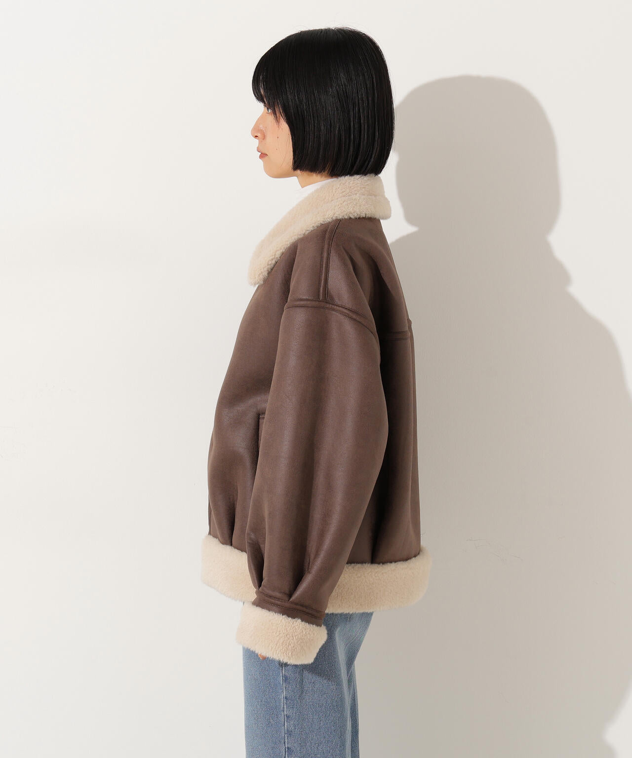 【岸本セシルさん着用】フェイクムートンボアブルゾン