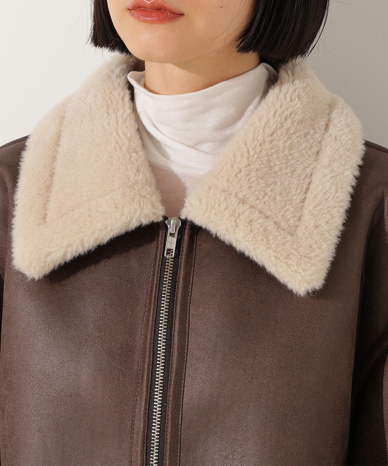 【岸本セシルさん着用】フェイクムートンボアブルゾン