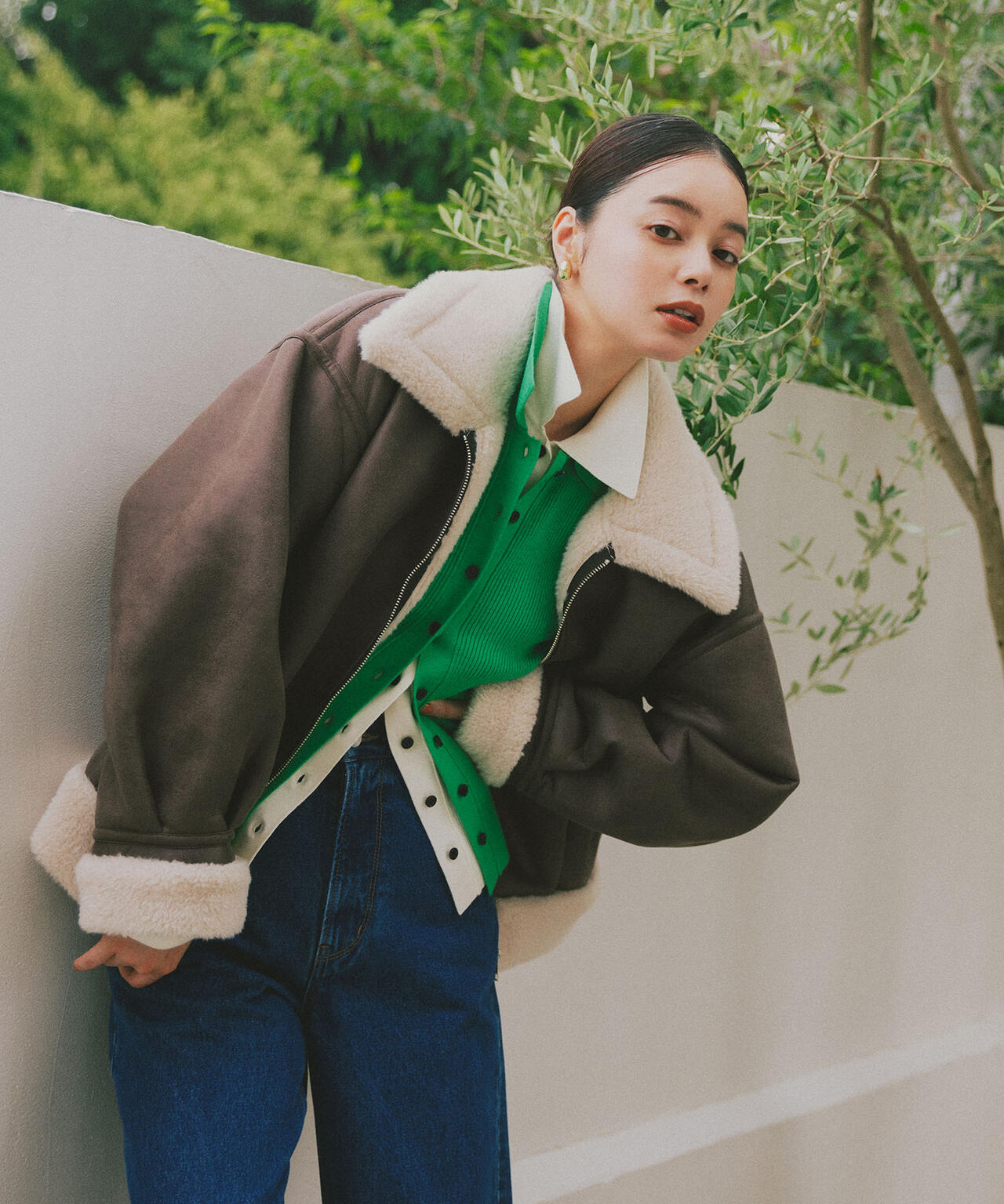 【岸本セシルさん着用】フェイクムートンボアブルゾン