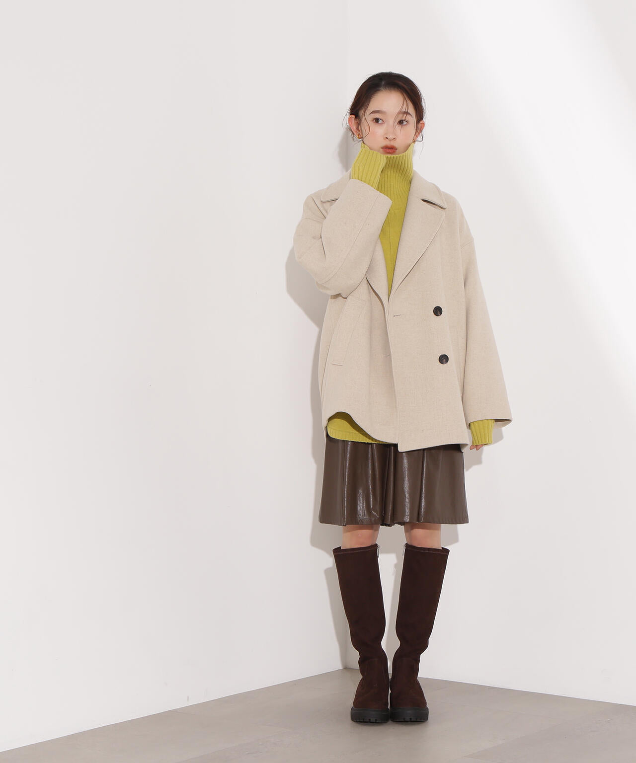 ミドルPコート《ブラウン×ゴールドボタン:LUMINE・LUCUA・official site限定》