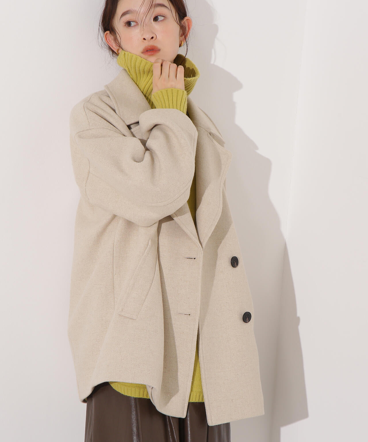 ミドルPコート《ブラウン×ゴールドボタン:LUMINE・LUCUA・official site限定》