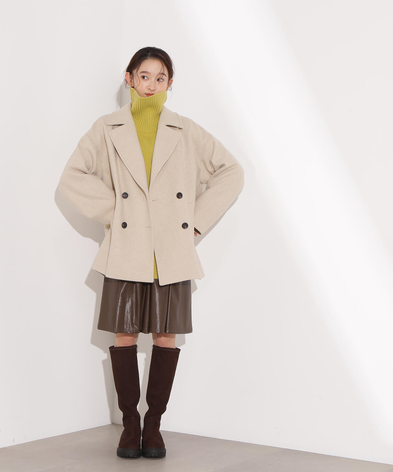 ミドルPコート《ブラウン×ゴールドボタン:LUMINE・LUCUA・official site限定》