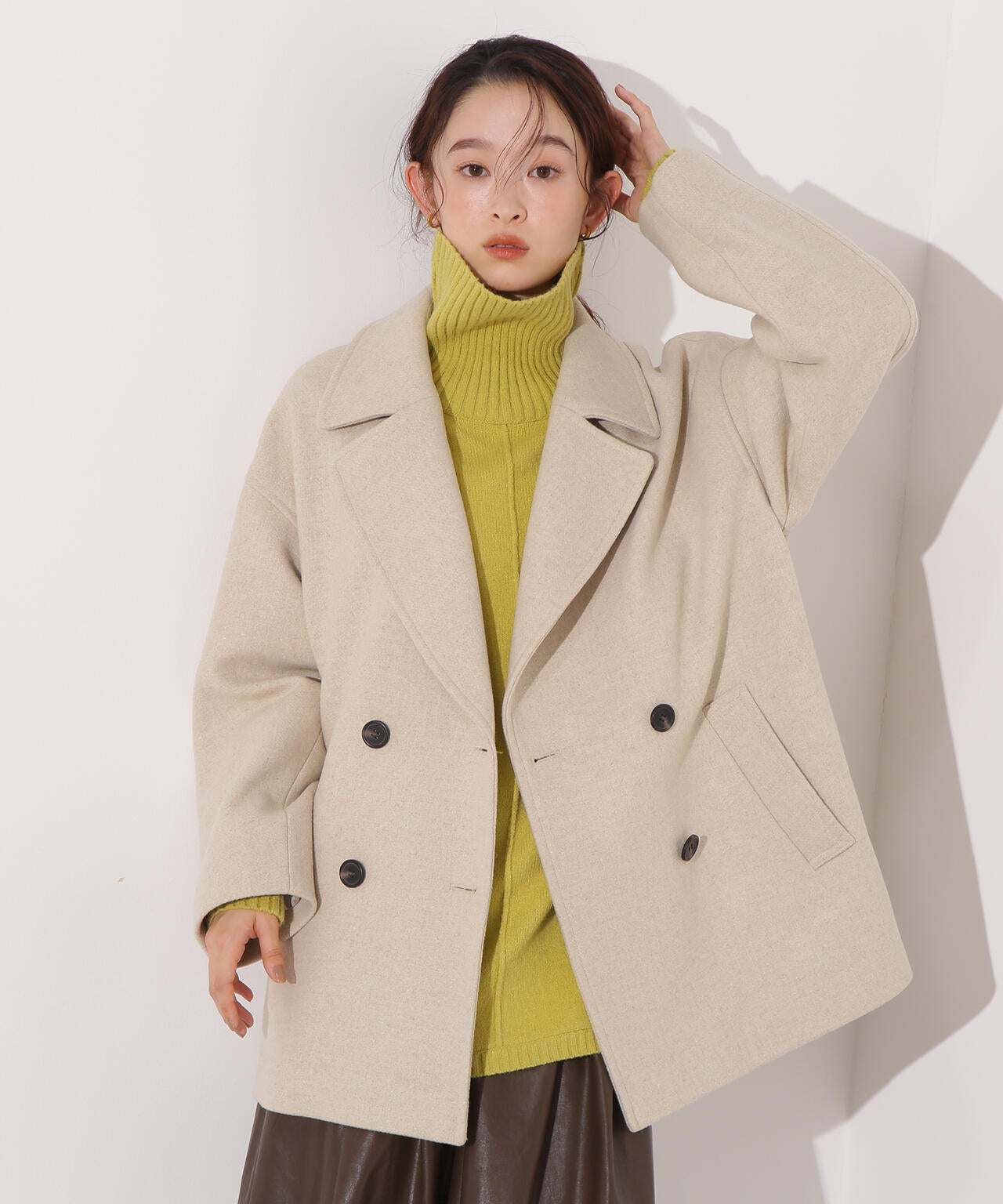 ミドルPコート《ブラウン×ゴールドボタン:LUMINE・LUCUA・official site限定》