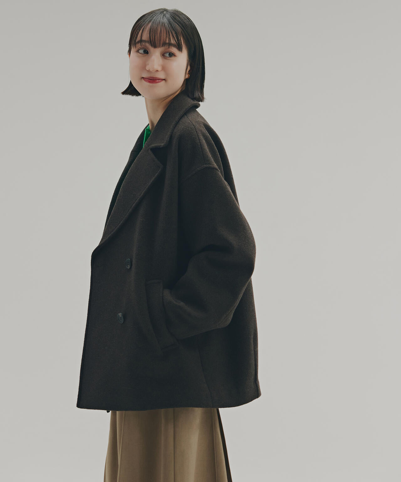 ミドルPコート《ブラウン×ゴールドボタン:LUMINE・LUCUA・official site限定》