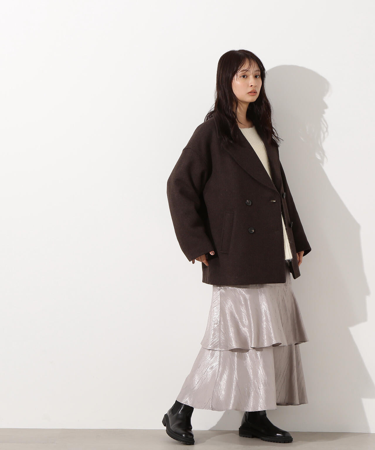 ミドルPコート《ブラウン×ゴールドボタン:LUMINE・LUCUA・official site限定》