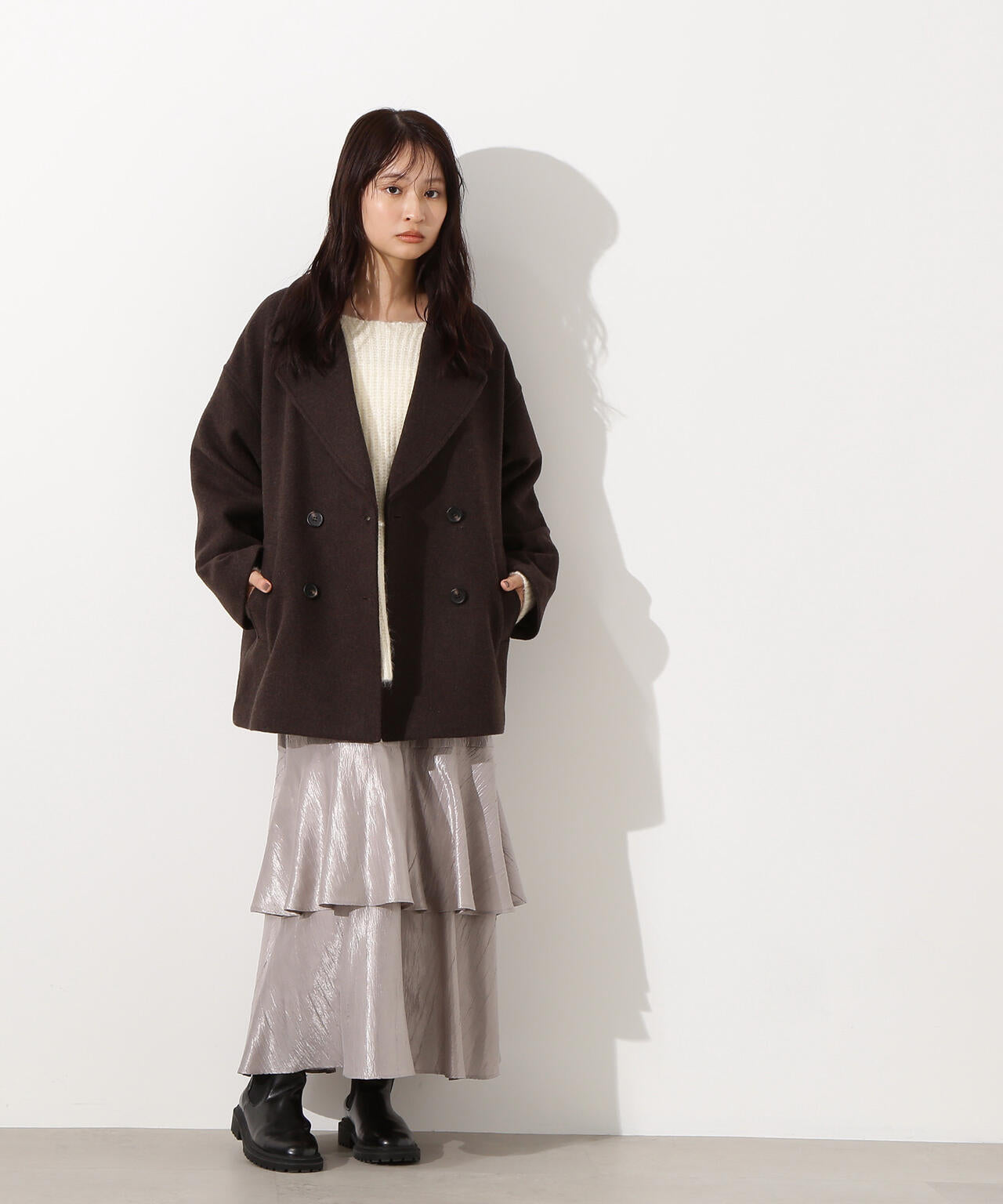 ミドルPコート《ブラウン×ゴールドボタン:LUMINE・LUCUA・official site限定》