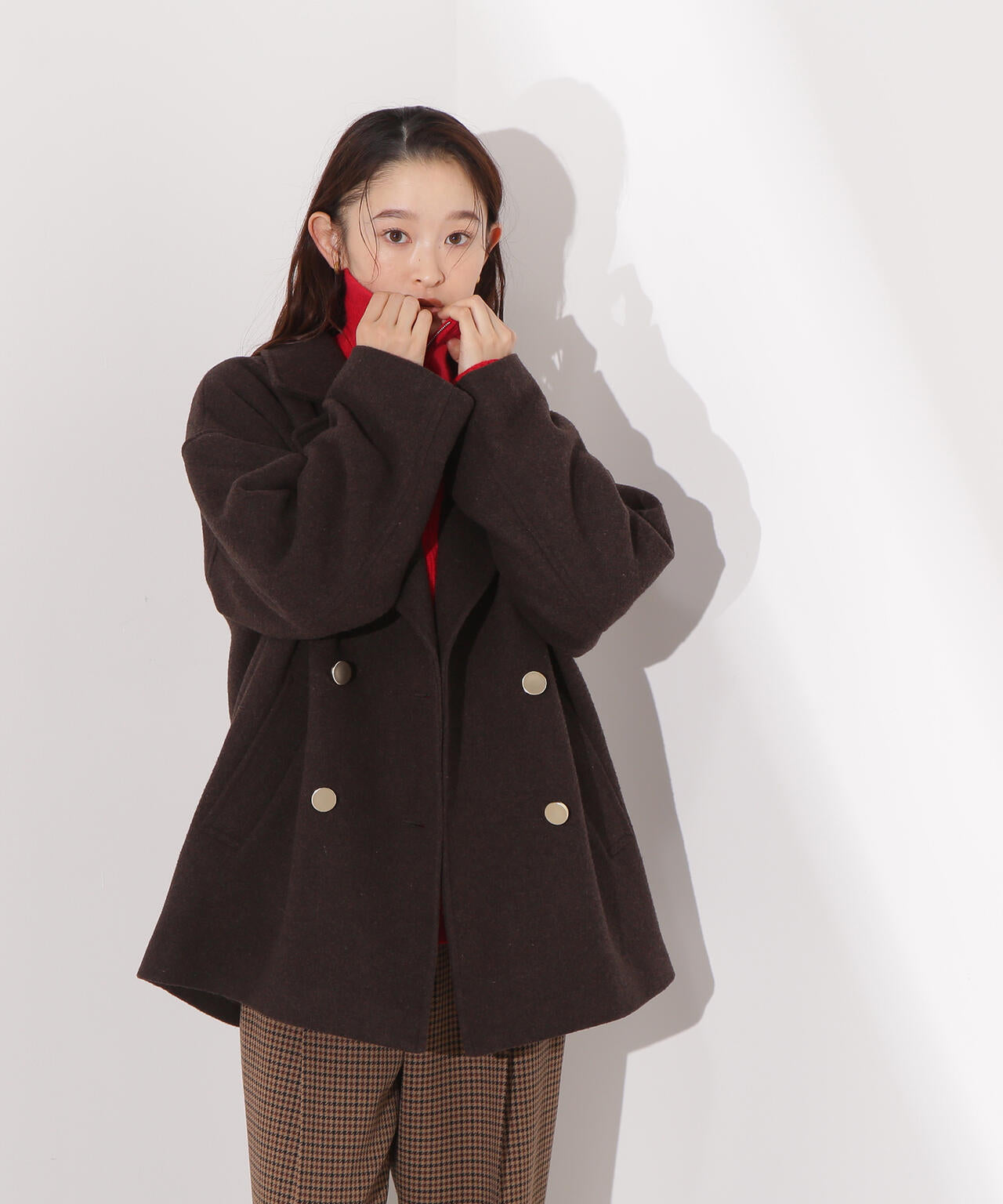 ミドルPコート《ブラウン×ゴールドボタン:LUMINE・LUCUA・official site限定》