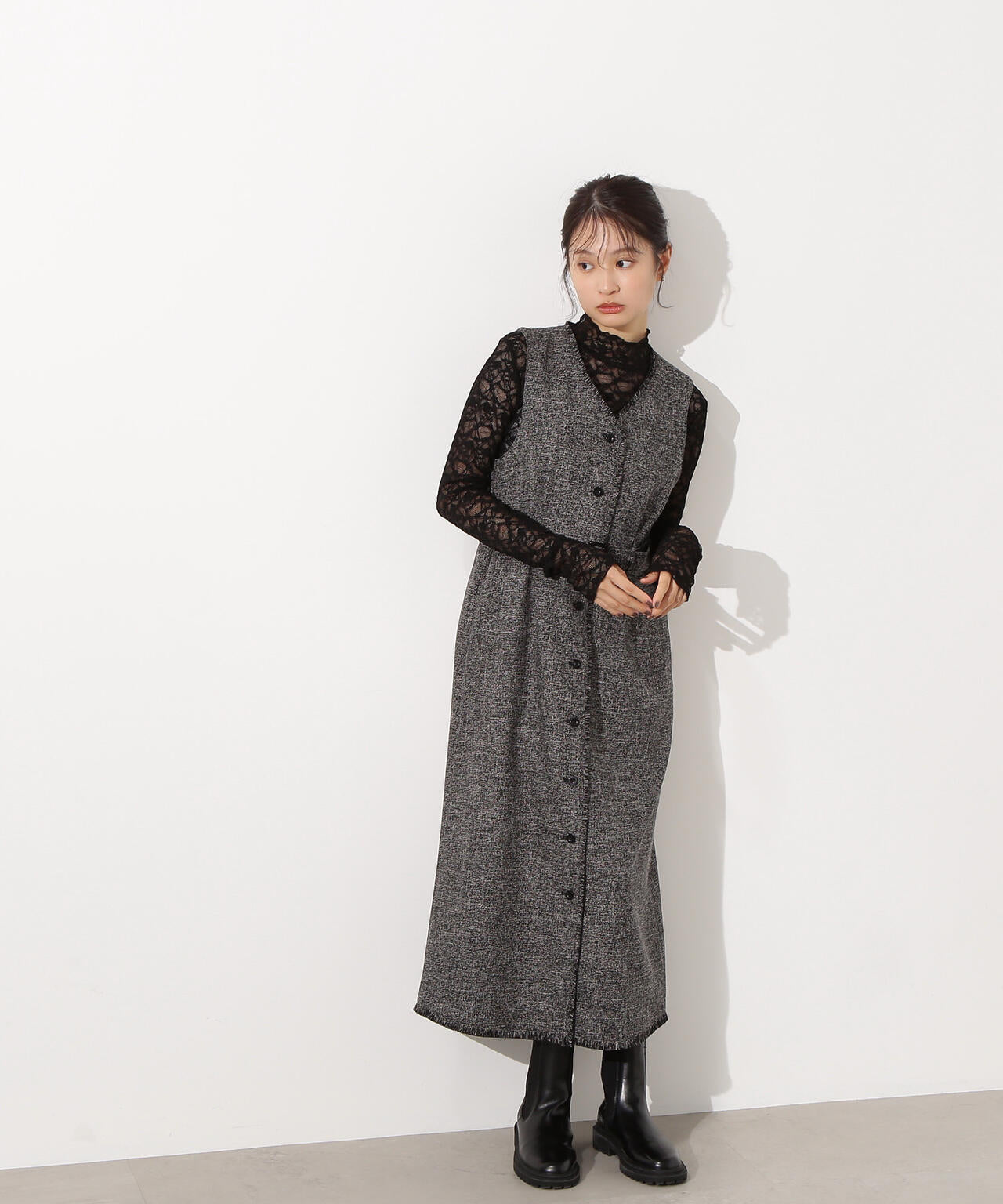 【岸本セシルさん着用】レースハイネックカットソー