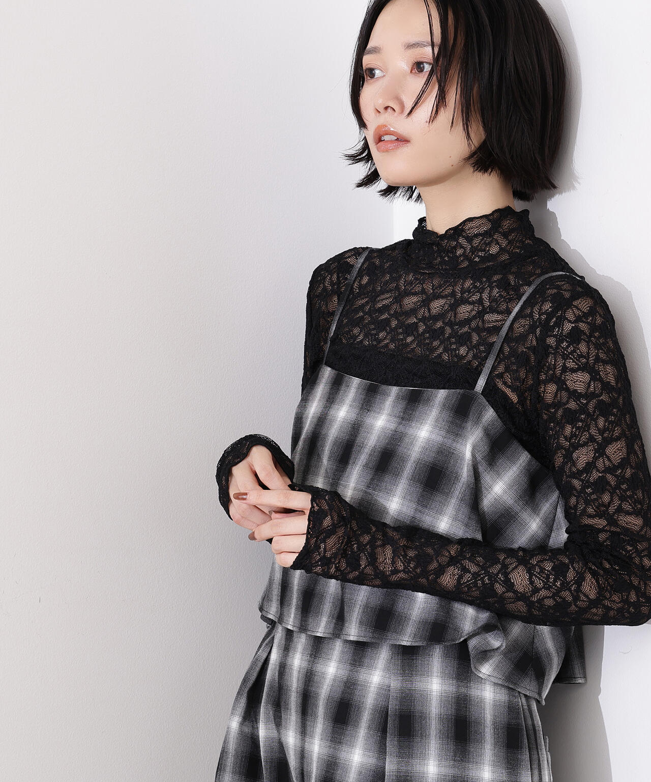 【岸本セシルさん着用】レースハイネックカットソー