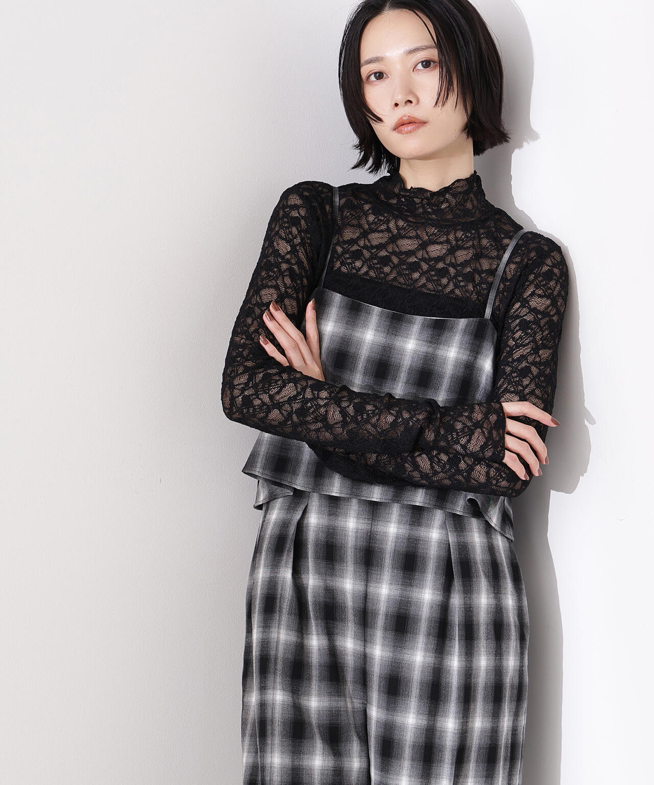 【岸本セシルさん着用】レースハイネックカットソー