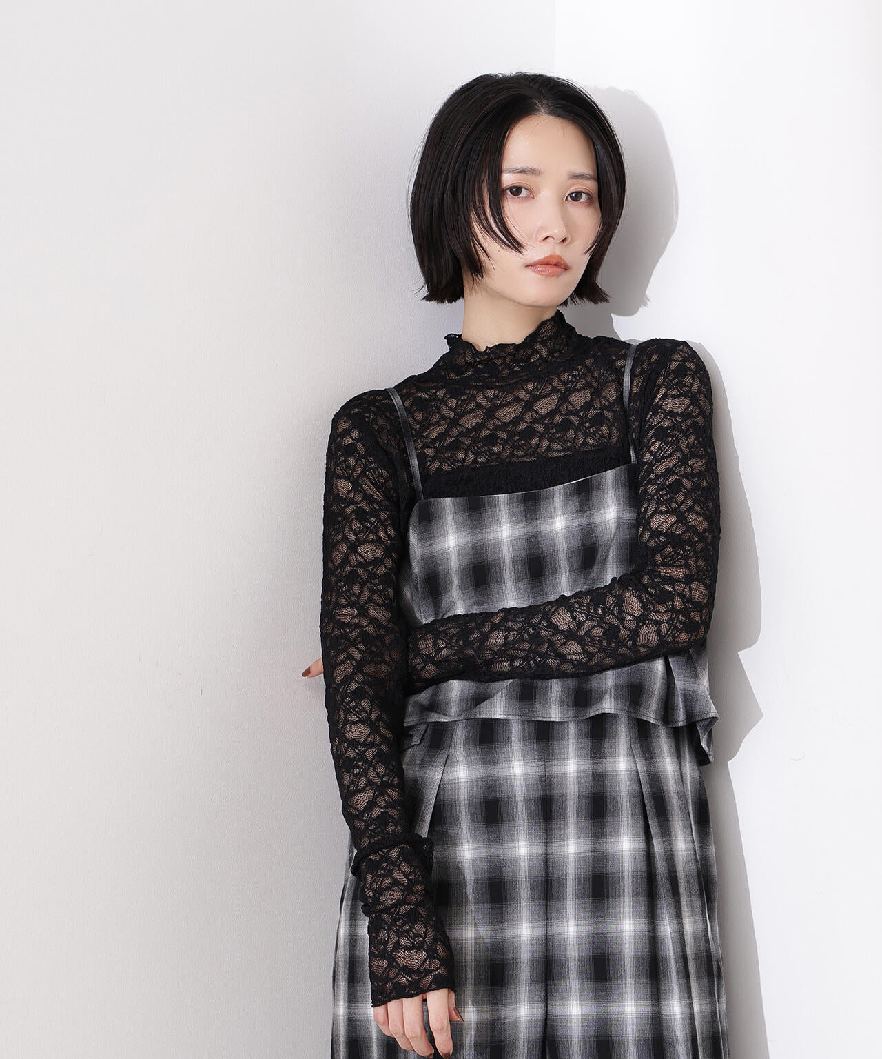 【岸本セシルさん着用】レースハイネックカットソー