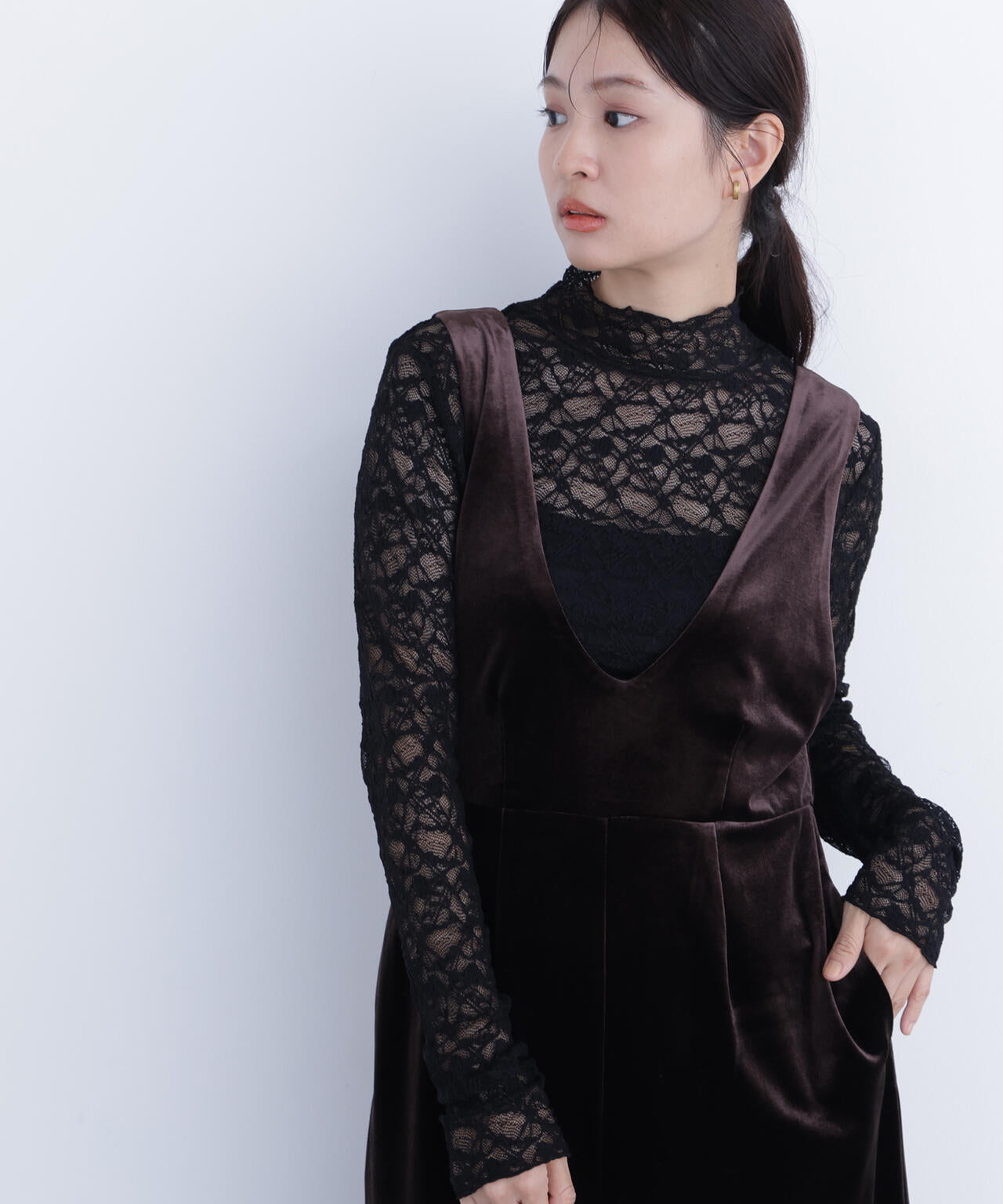 【岸本セシルさん着用】レースハイネックカットソー