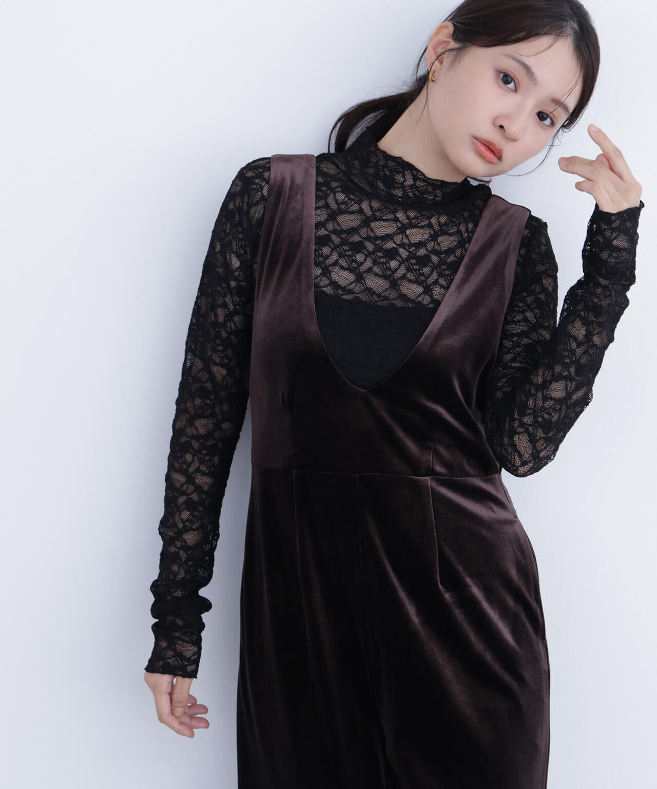 【岸本セシルさん着用】レースハイネックカットソー