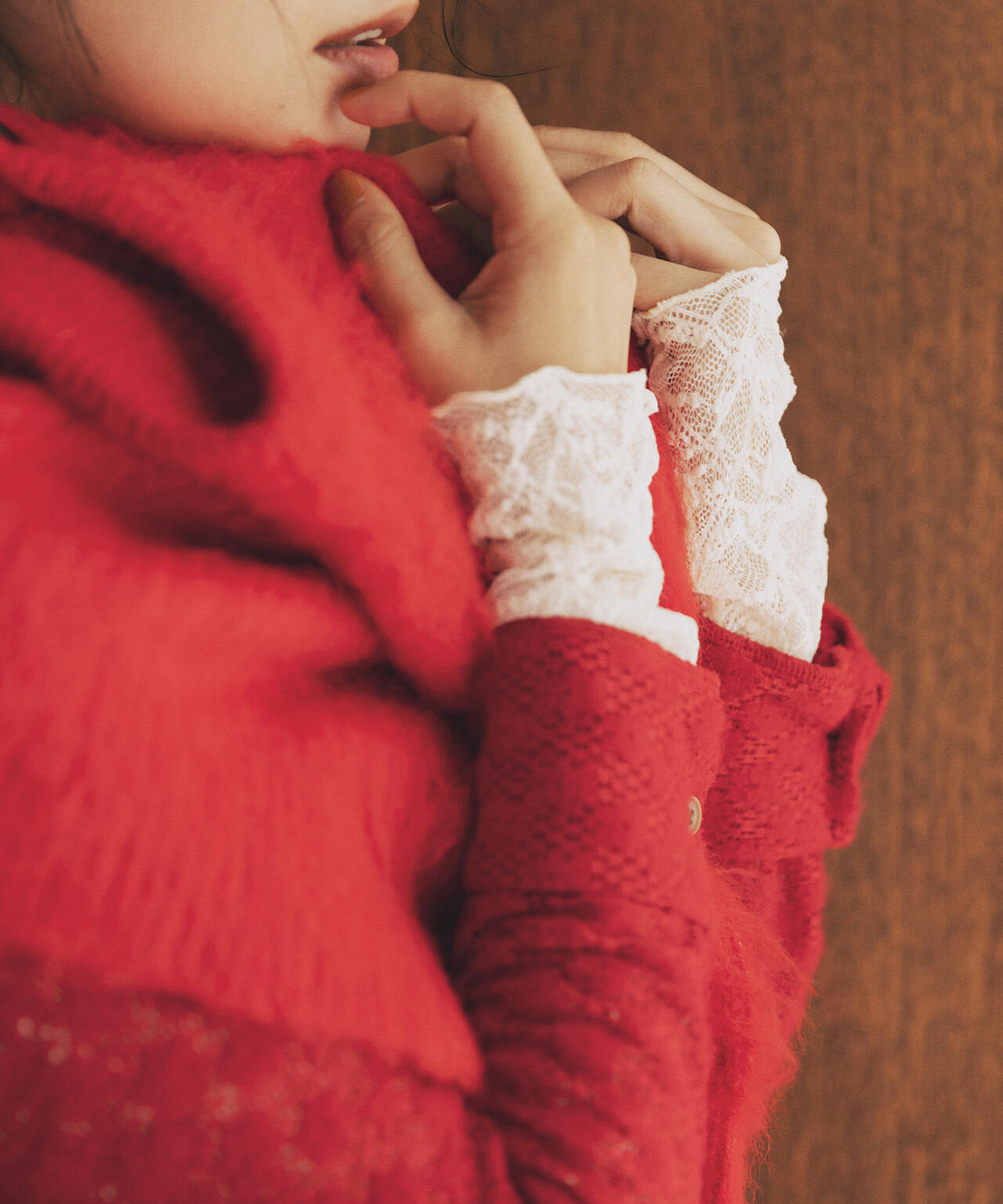 【岸本セシルさん着用】レースハイネックカットソー