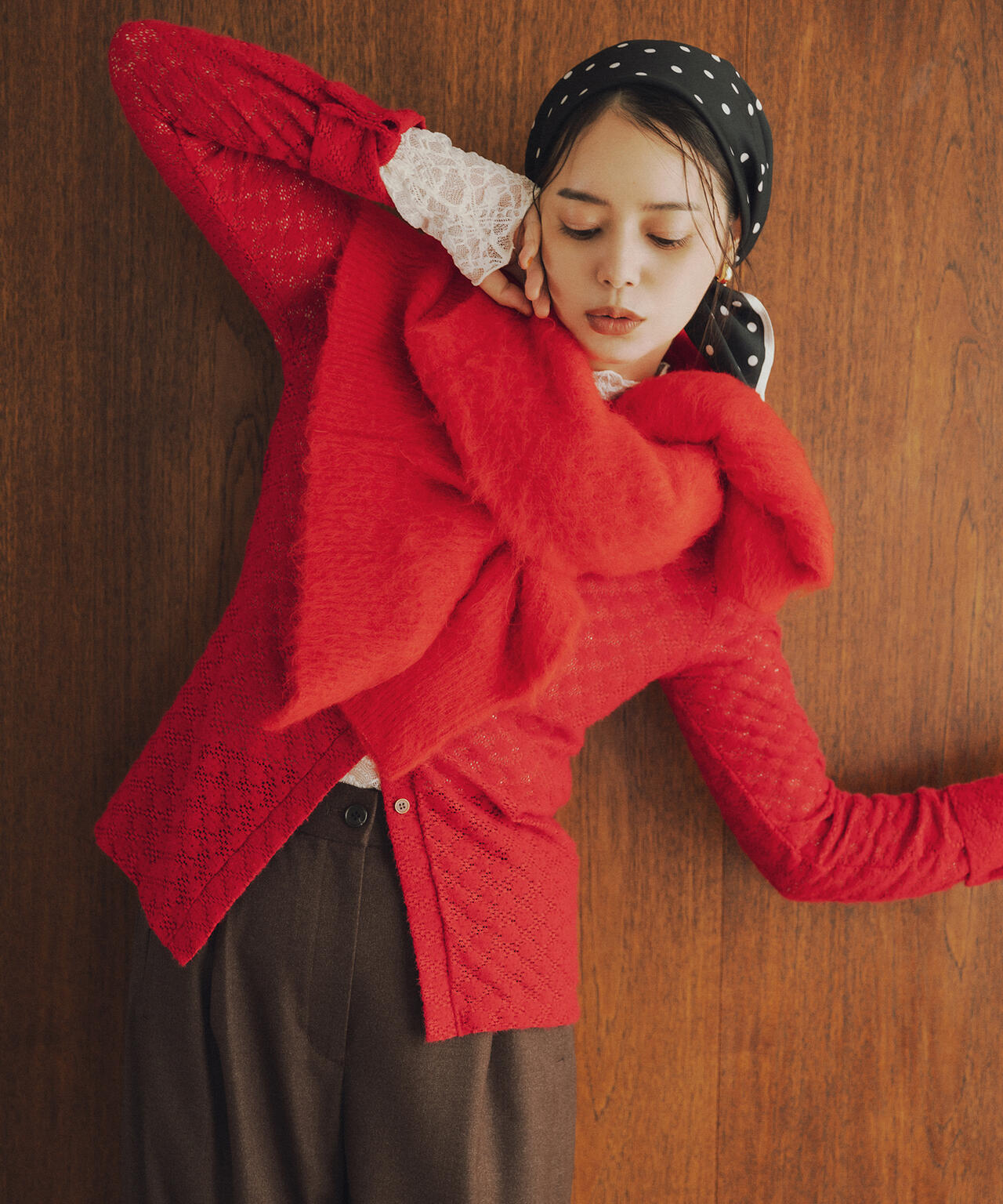 【岸本セシルさん着用】レースハイネックカットソー