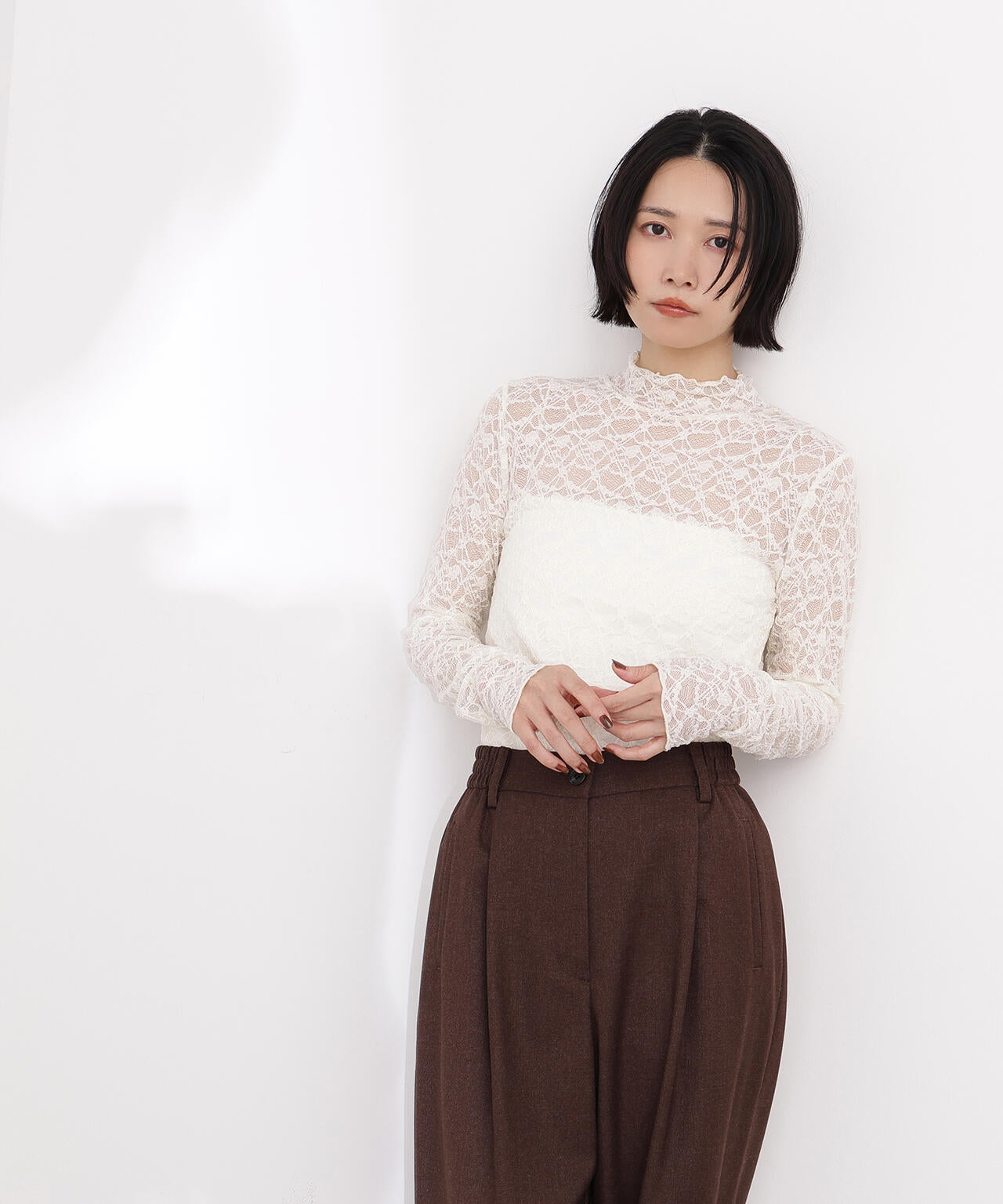 【岸本セシルさん着用】レースハイネックカットソー