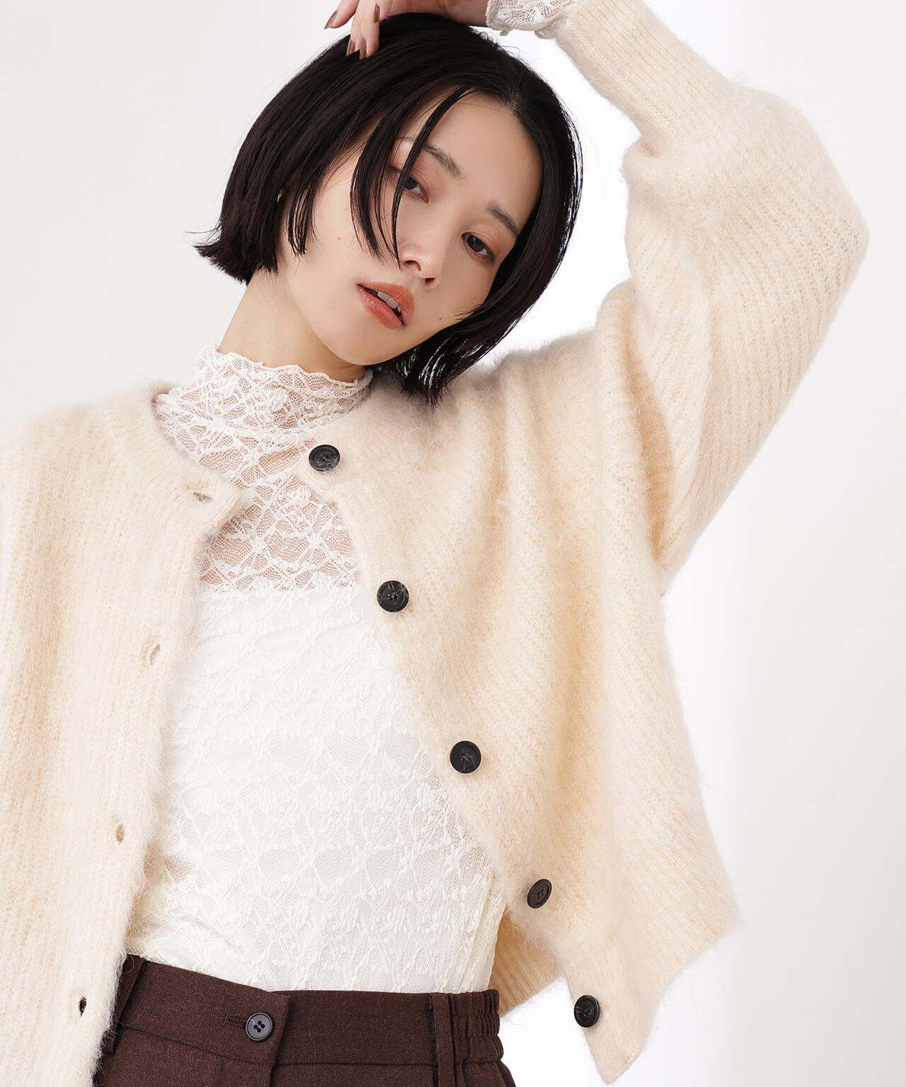 【岸本セシルさん着用】レースハイネックカットソー