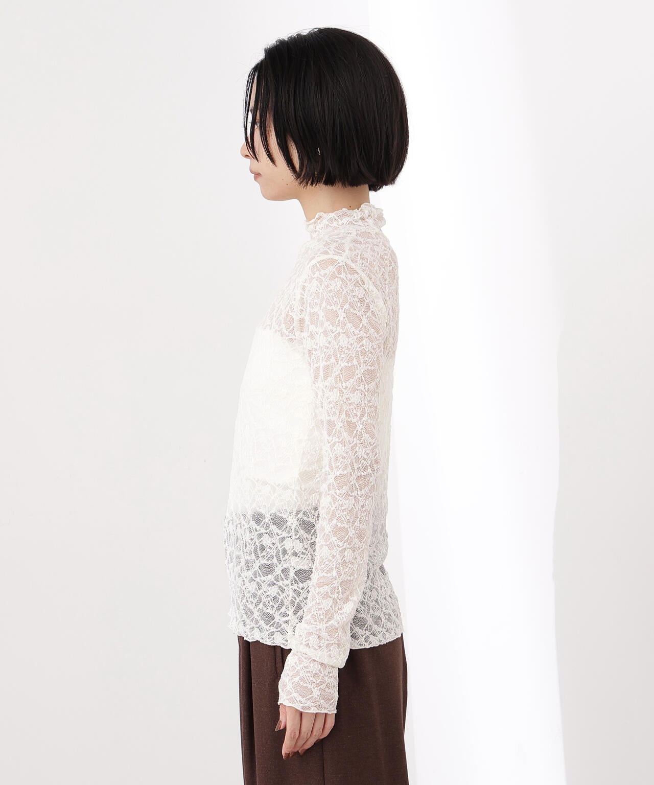 【岸本セシルさん着用】レースハイネックカットソー