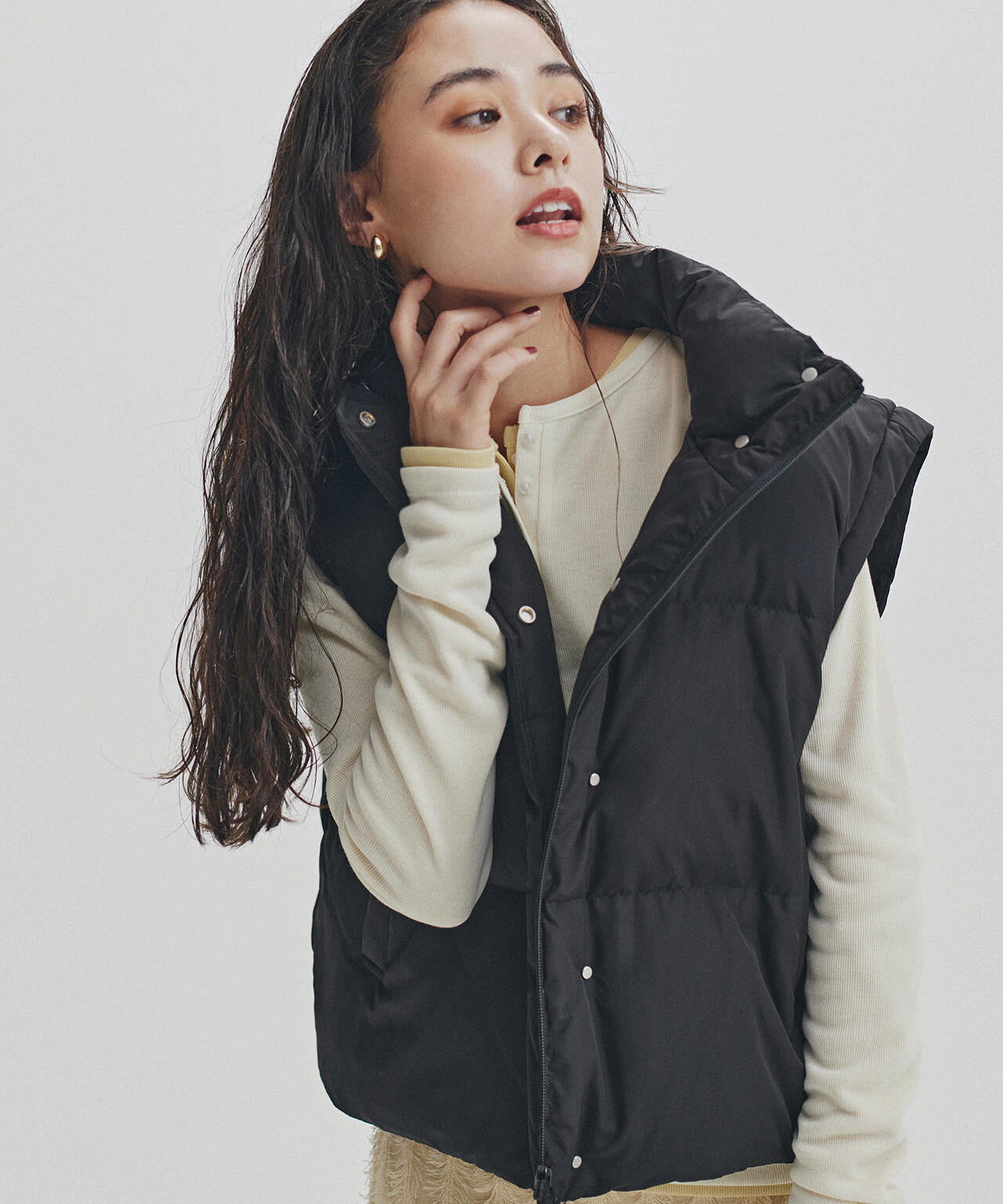 ヘンリーネックシアーカットソー