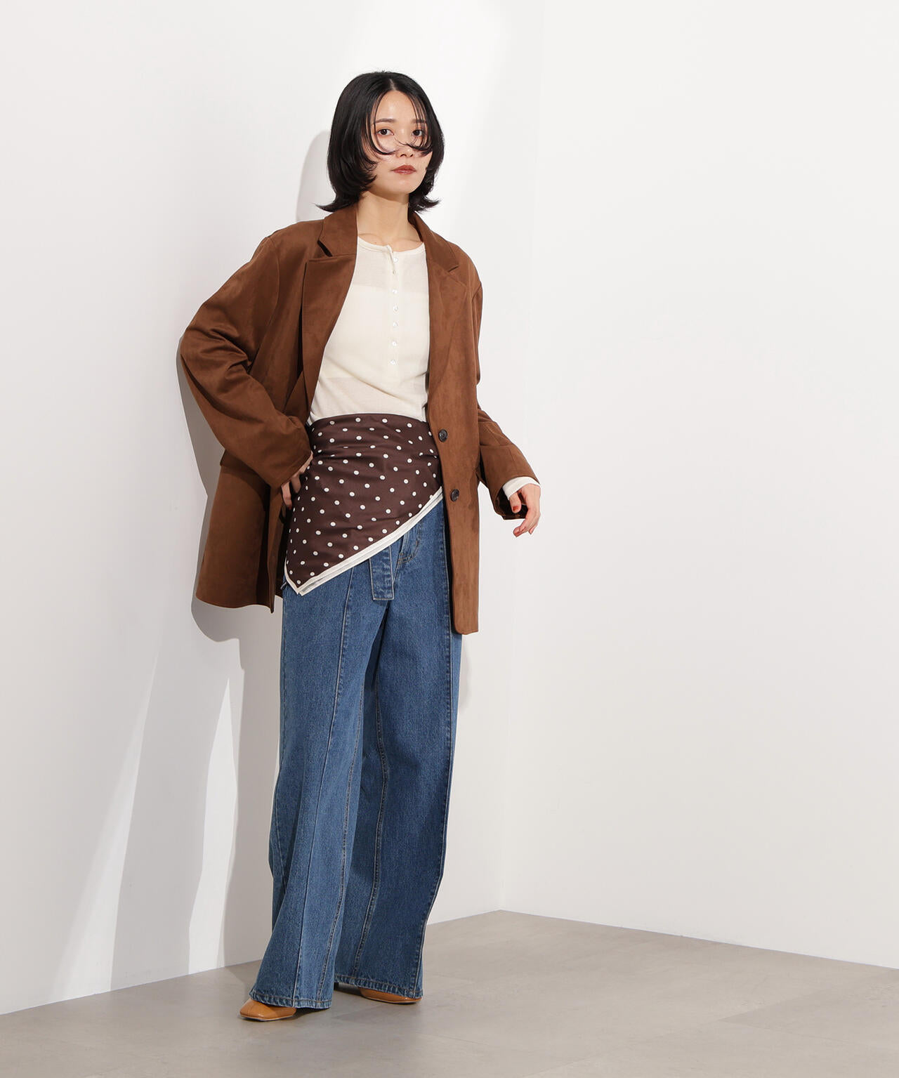 ヘンリーネックシアーカットソー