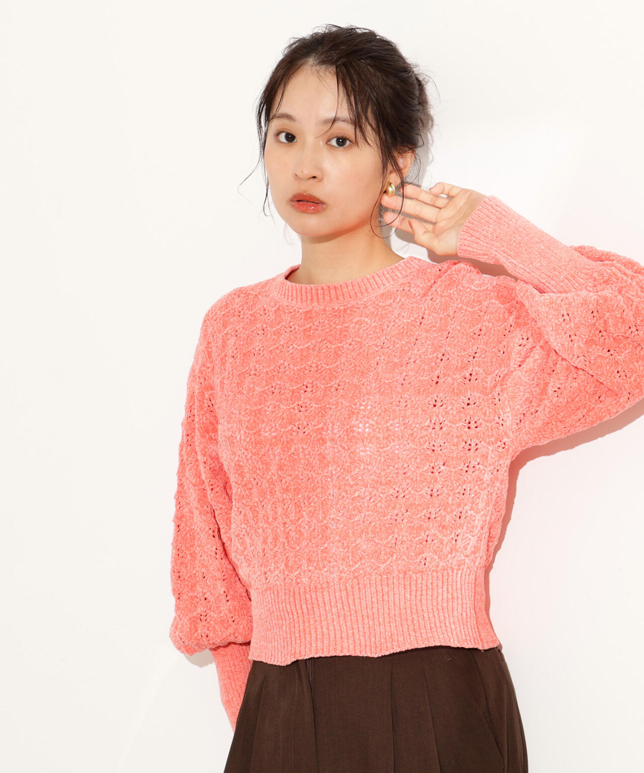 モールアイレットニット