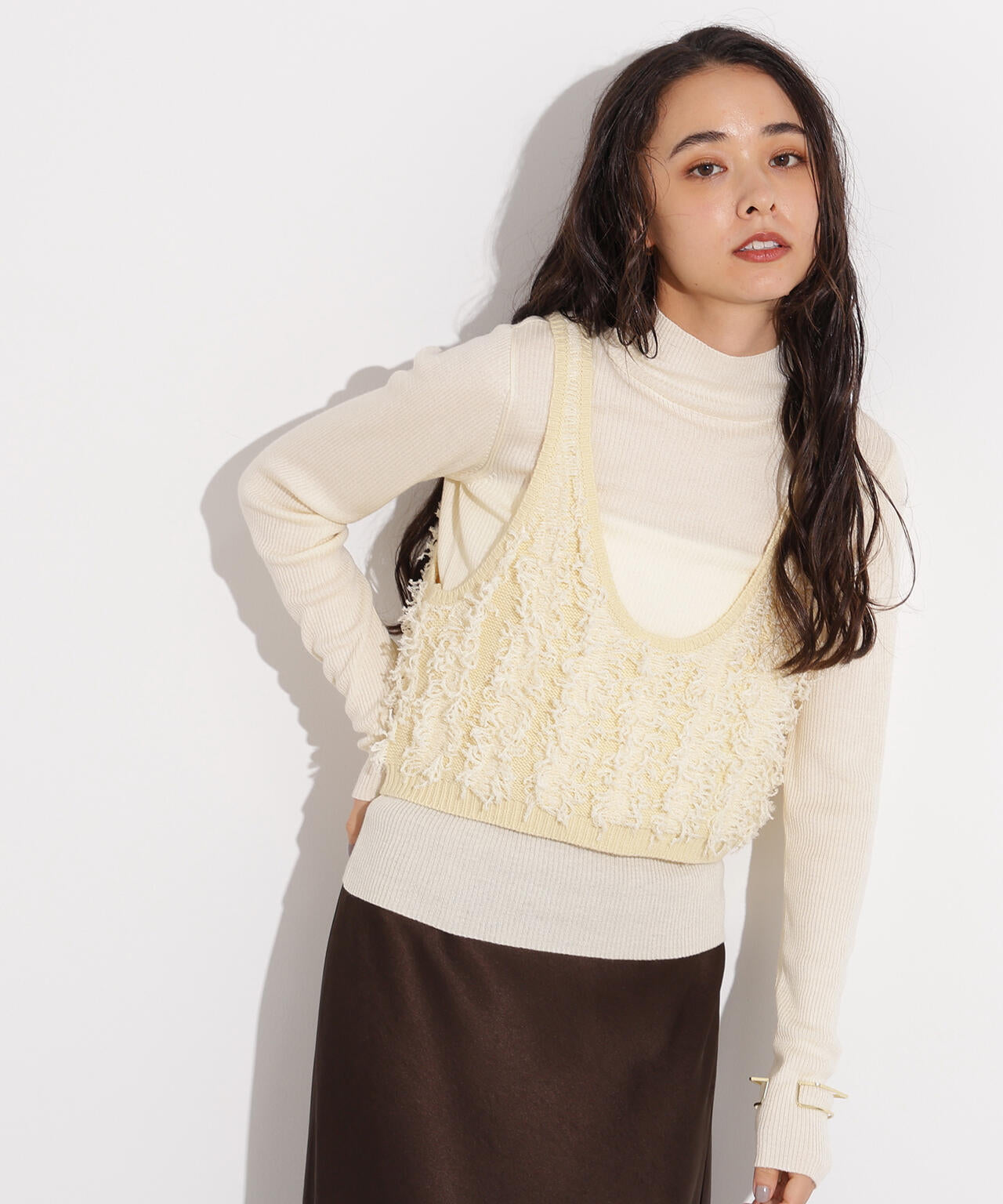 フリンジニットベストセット