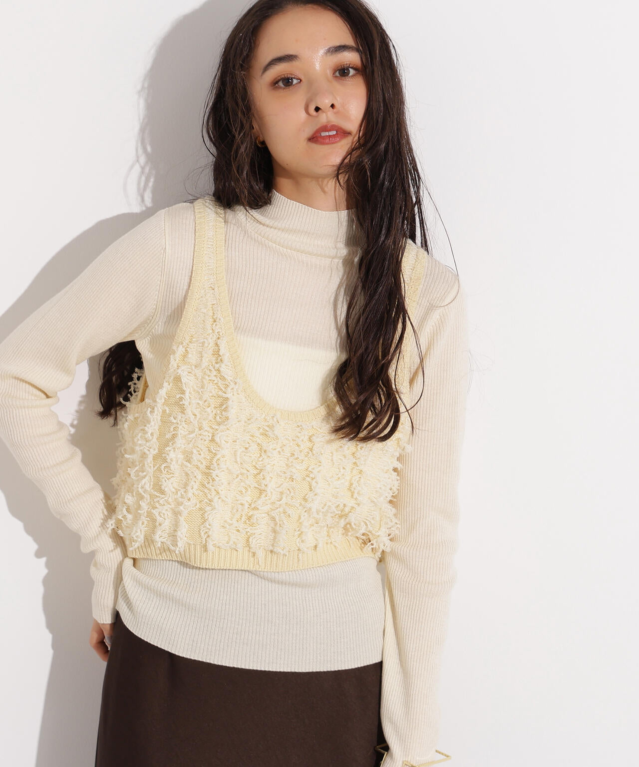 フリンジニットベストセット