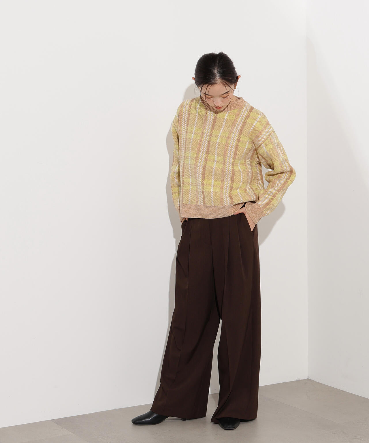 モールチェックニット