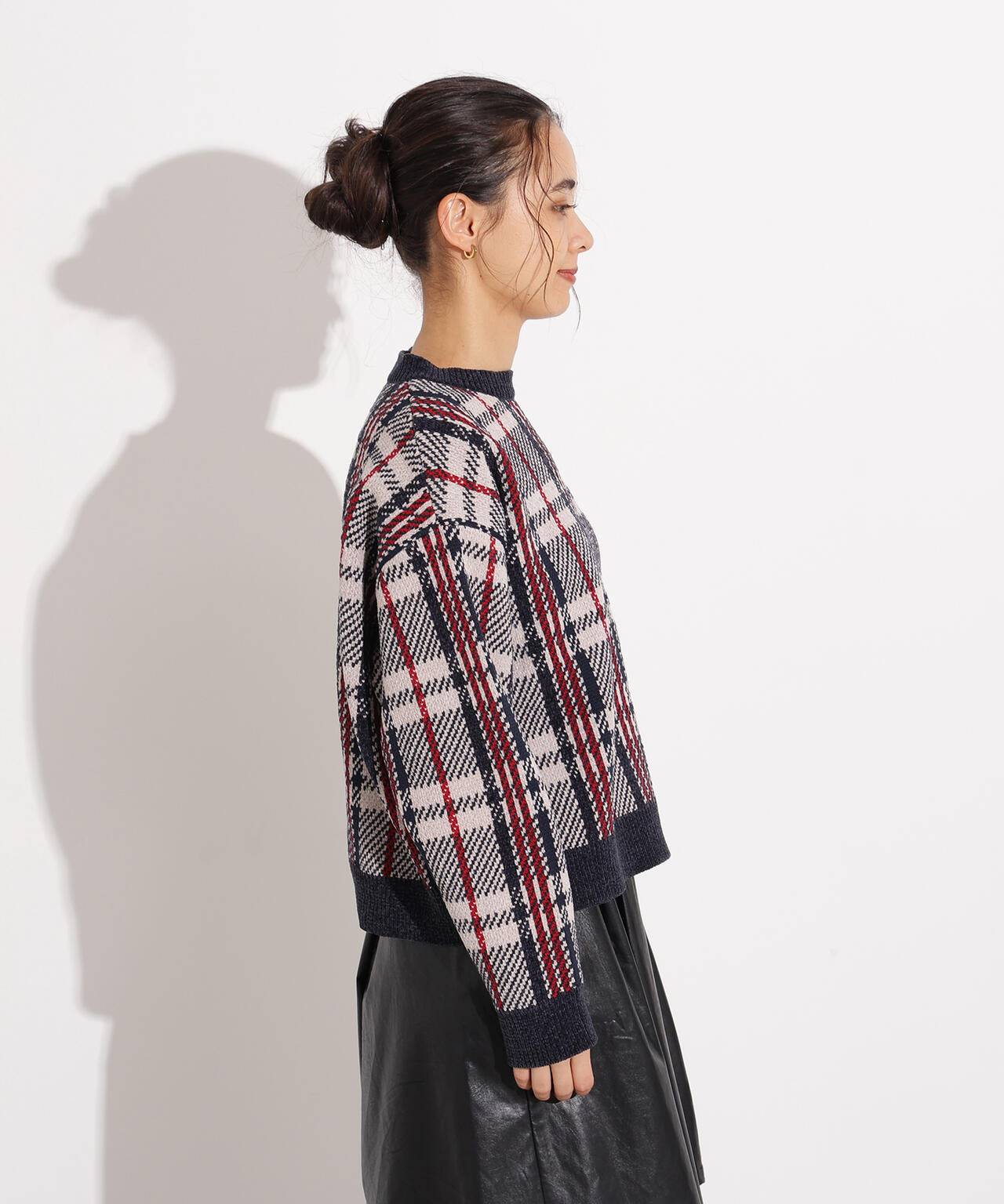 モールチェックニット