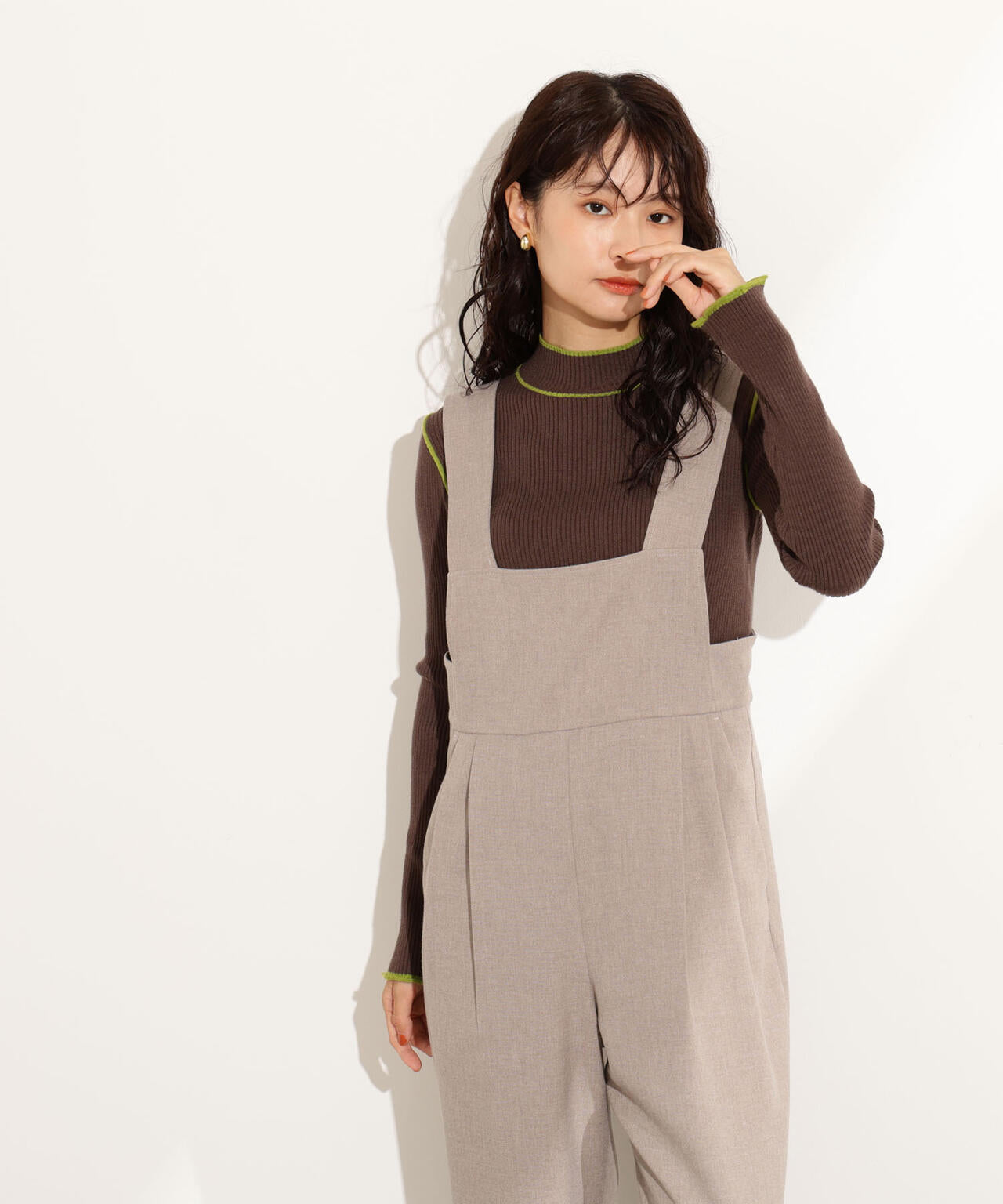 【岸本セシルさん着用】ラインモックネックニット