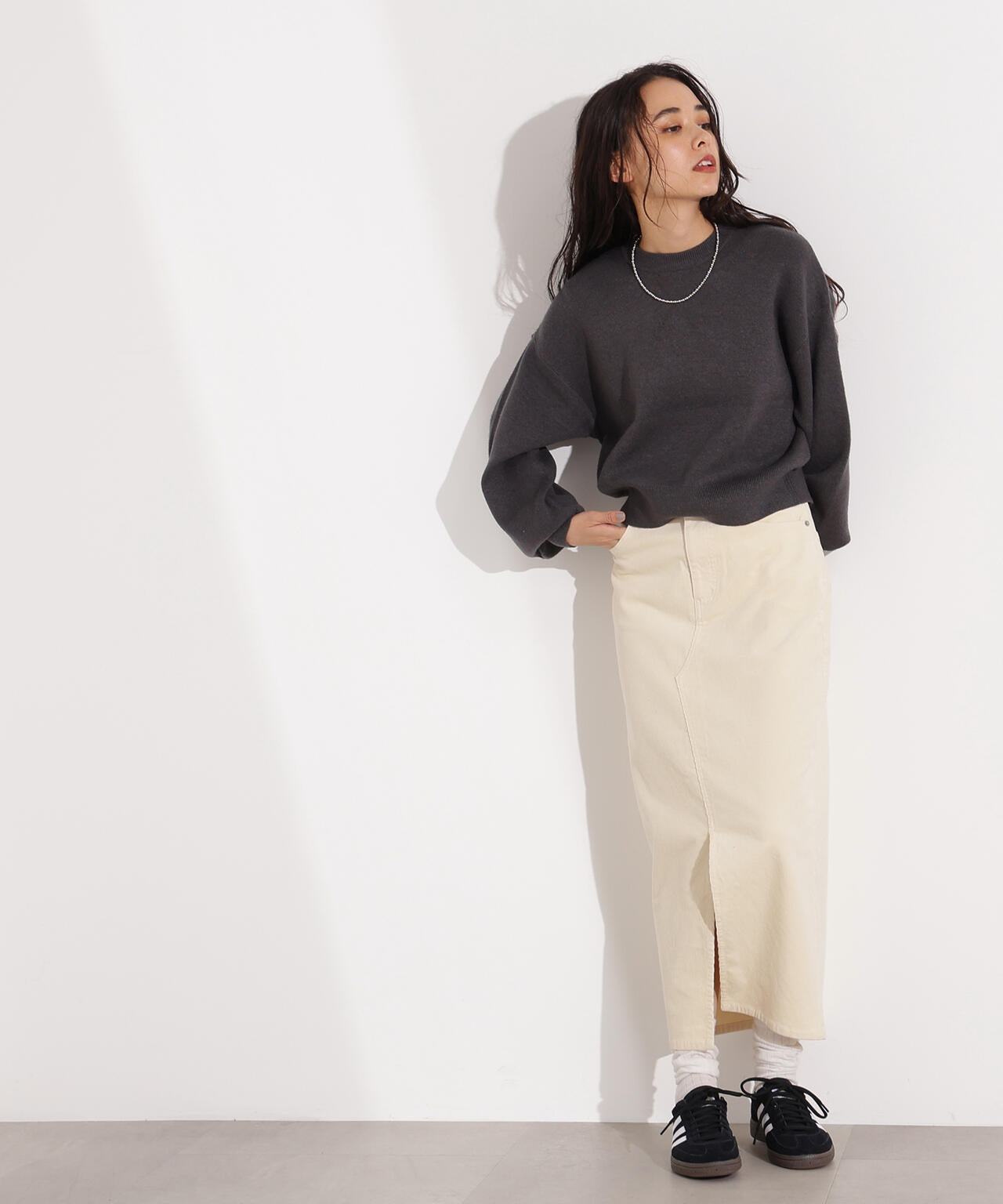 スウェットライクニットプルオーバー