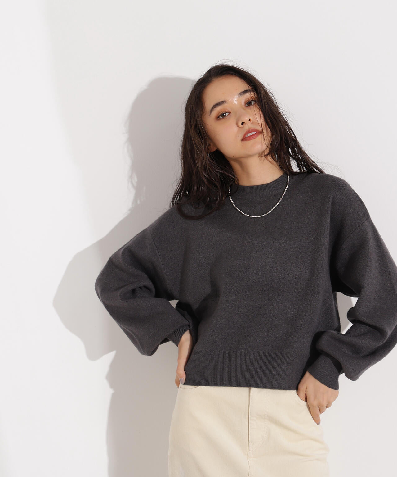 スウェットライクニットプルオーバー