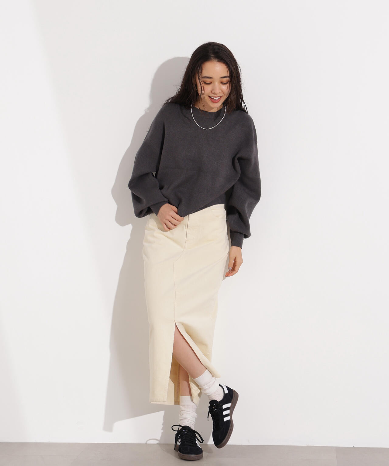 スウェットライクニットプルオーバー