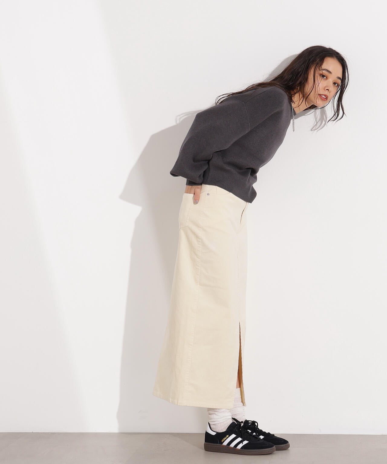 スウェットライクニットプルオーバー