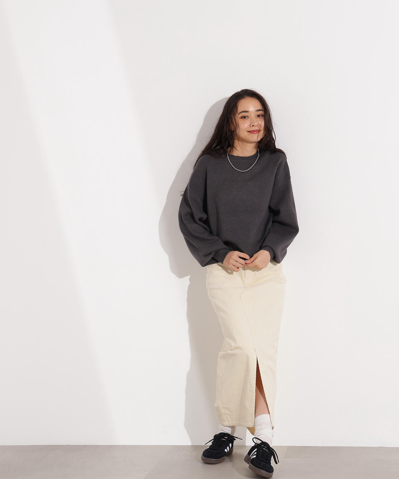 スウェットライクニットプルオーバー