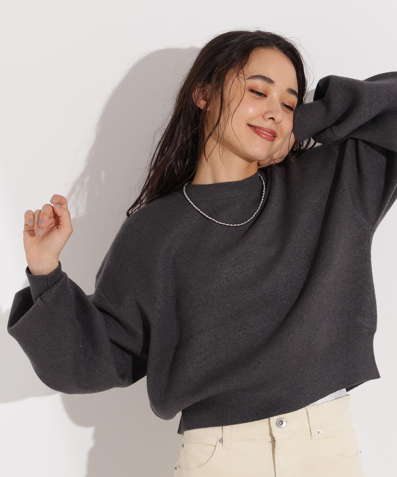 スウェットライクニットプルオーバー