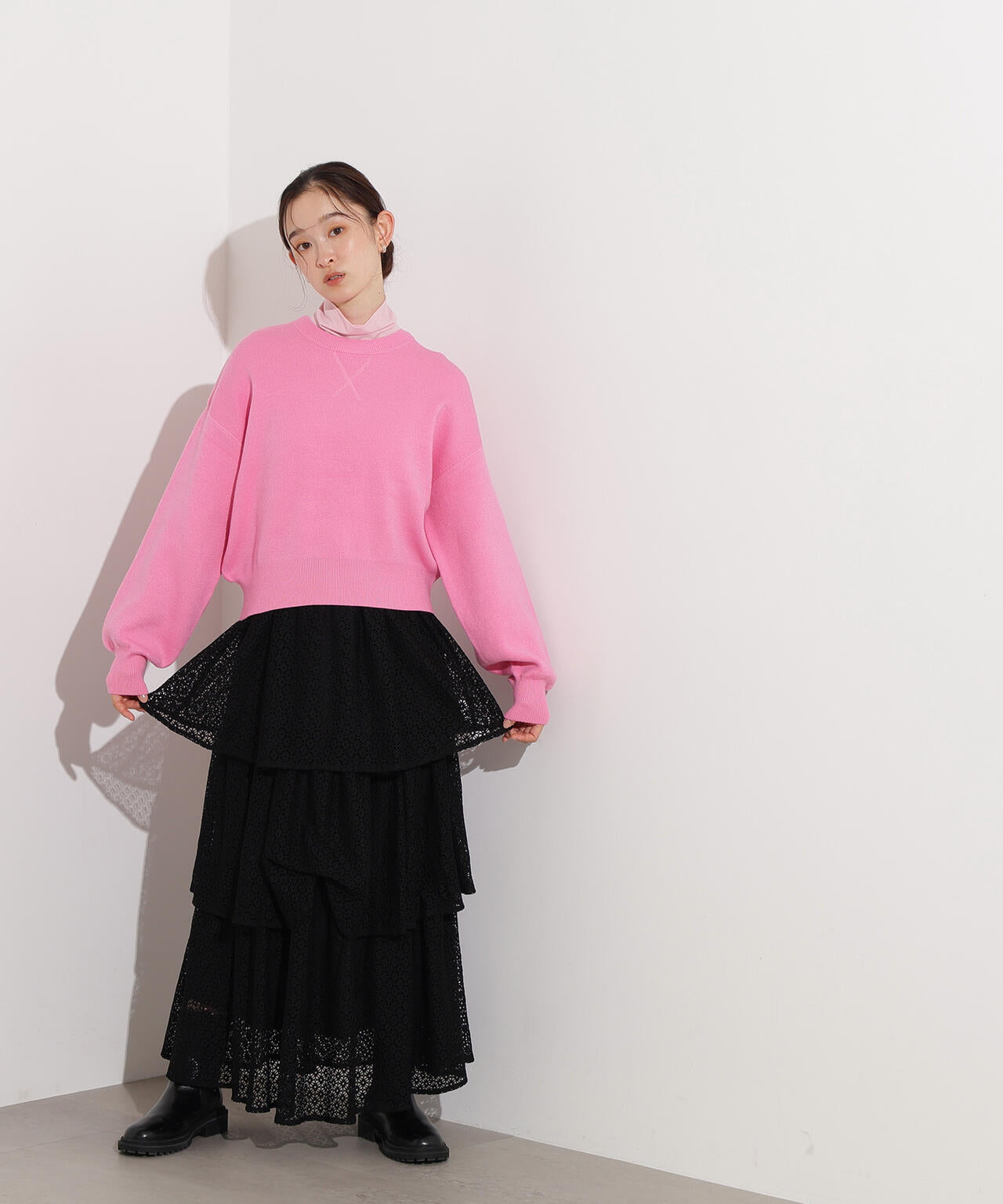 スウェットライクニットプルオーバー