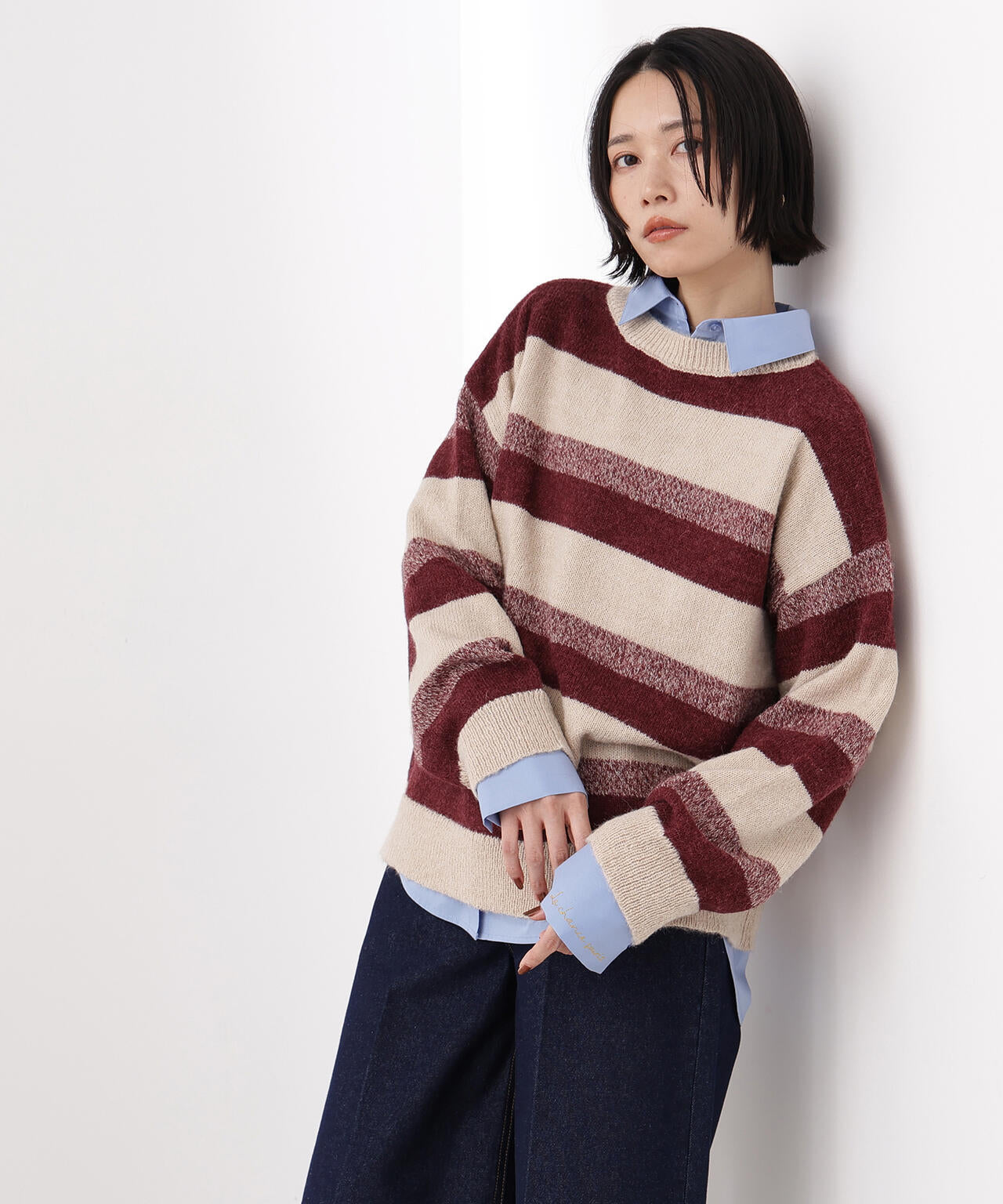 ヘアリーボーダーニット