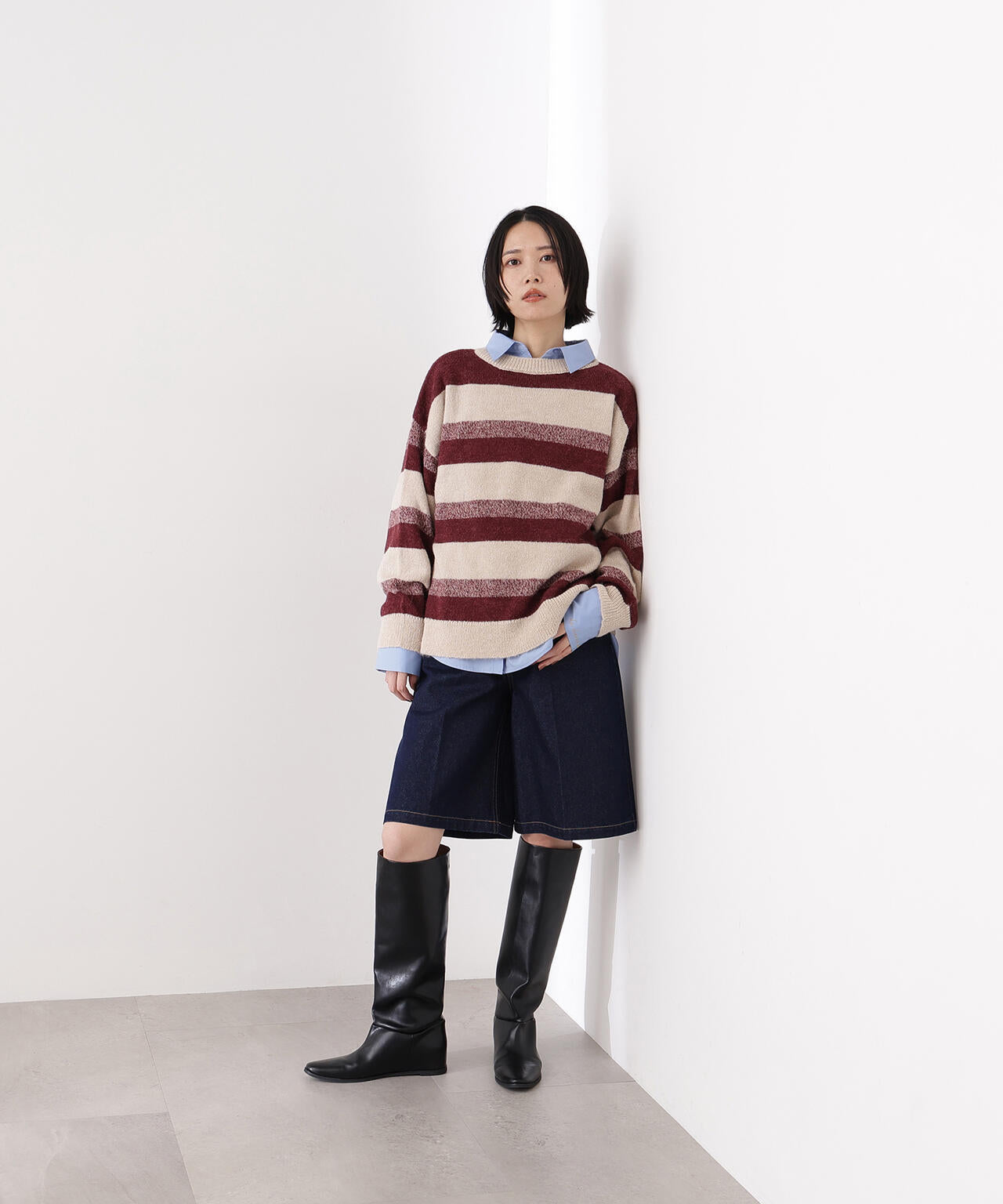 ヘアリーボーダーニット