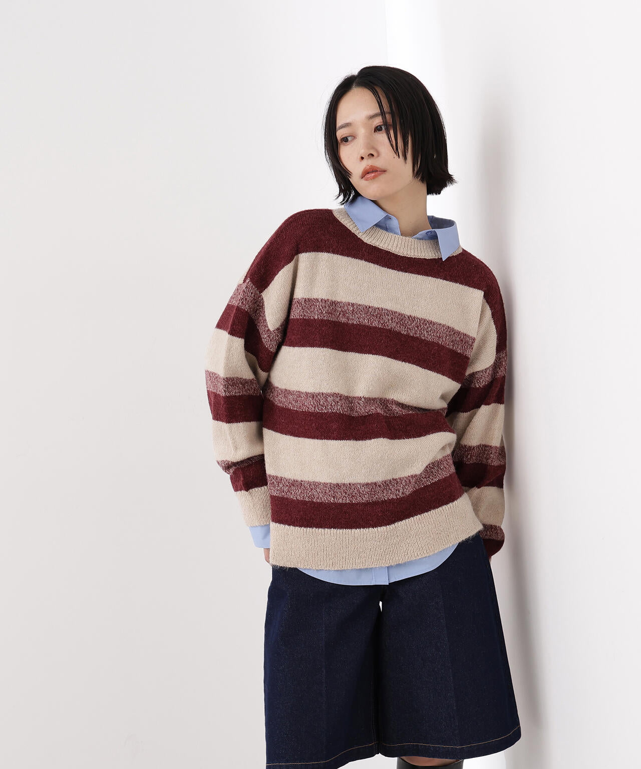 ヘアリーボーダーニット