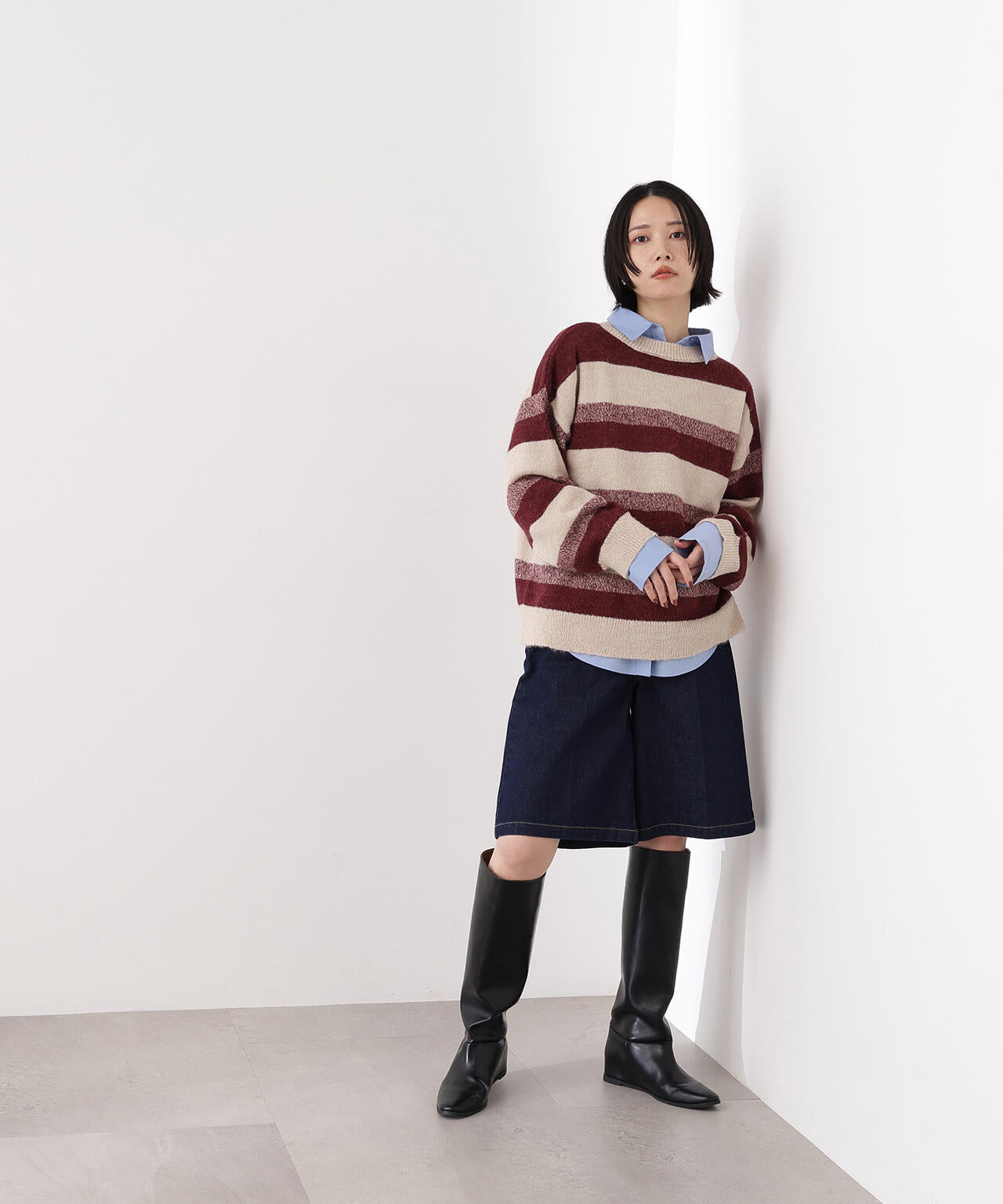 ヘアリーボーダーニット