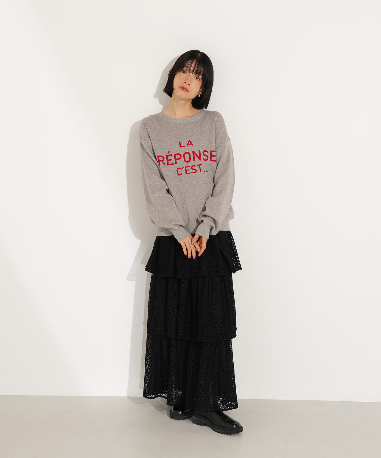 フレンチロゴジャガードニット