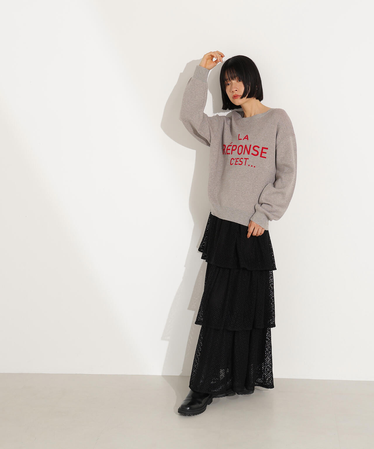 フレンチロゴジャガードニット