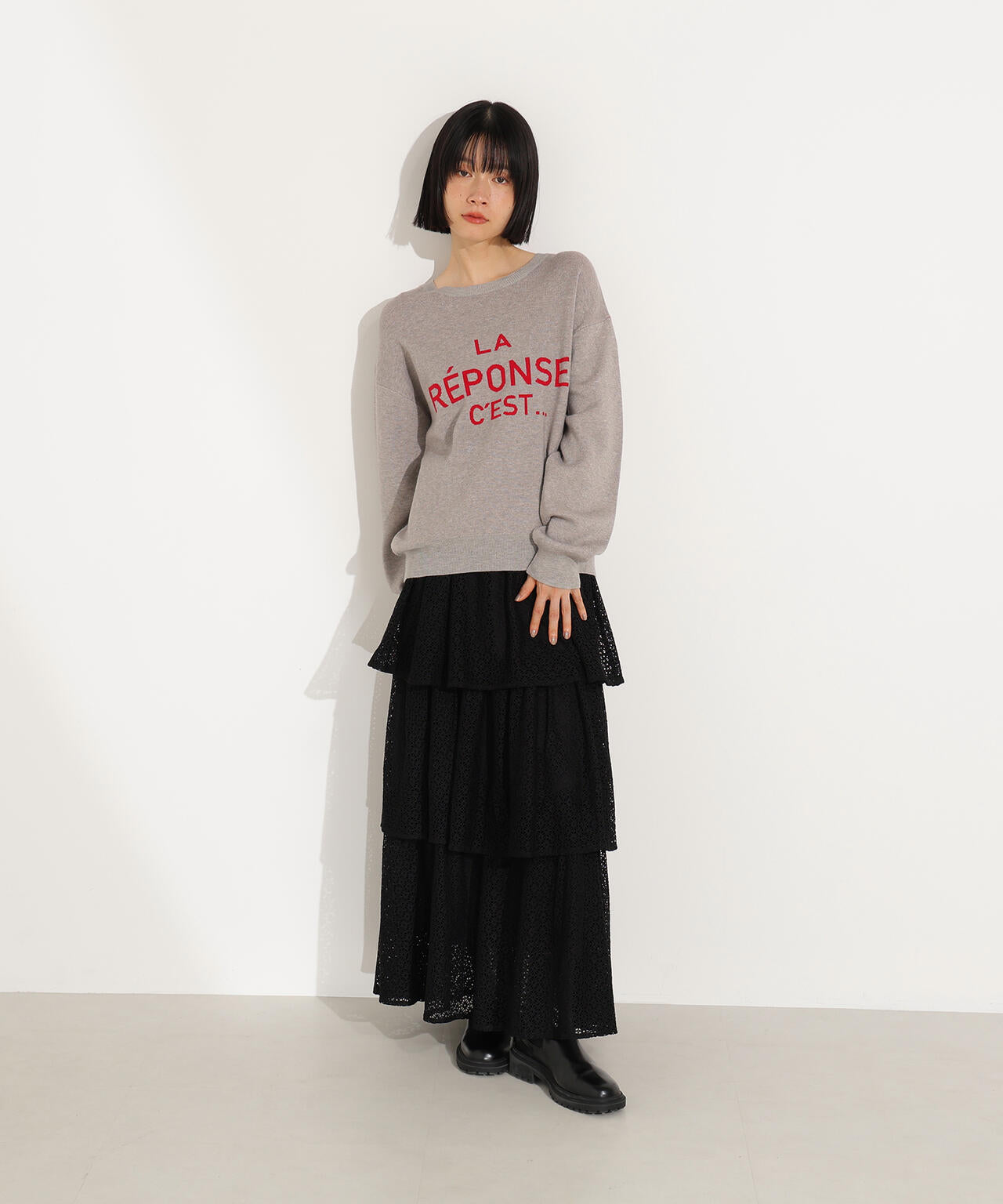 フレンチロゴジャガードニット