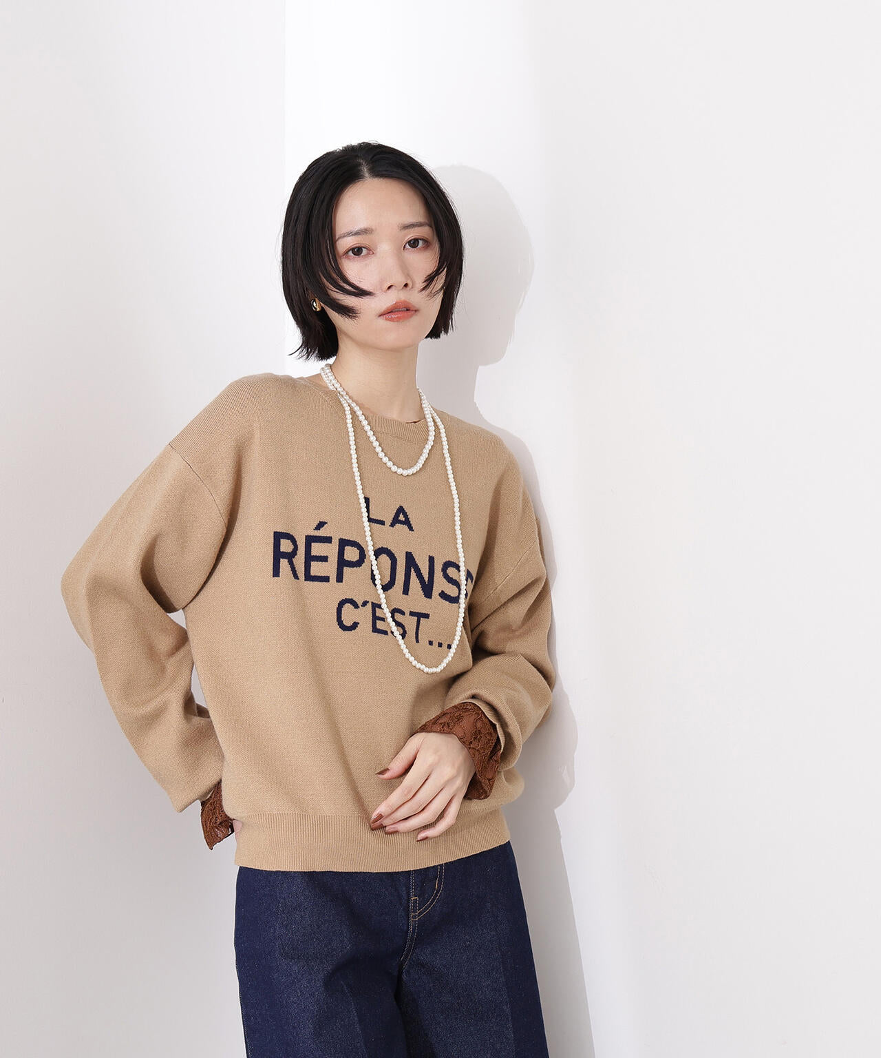 フレンチロゴジャガードニット