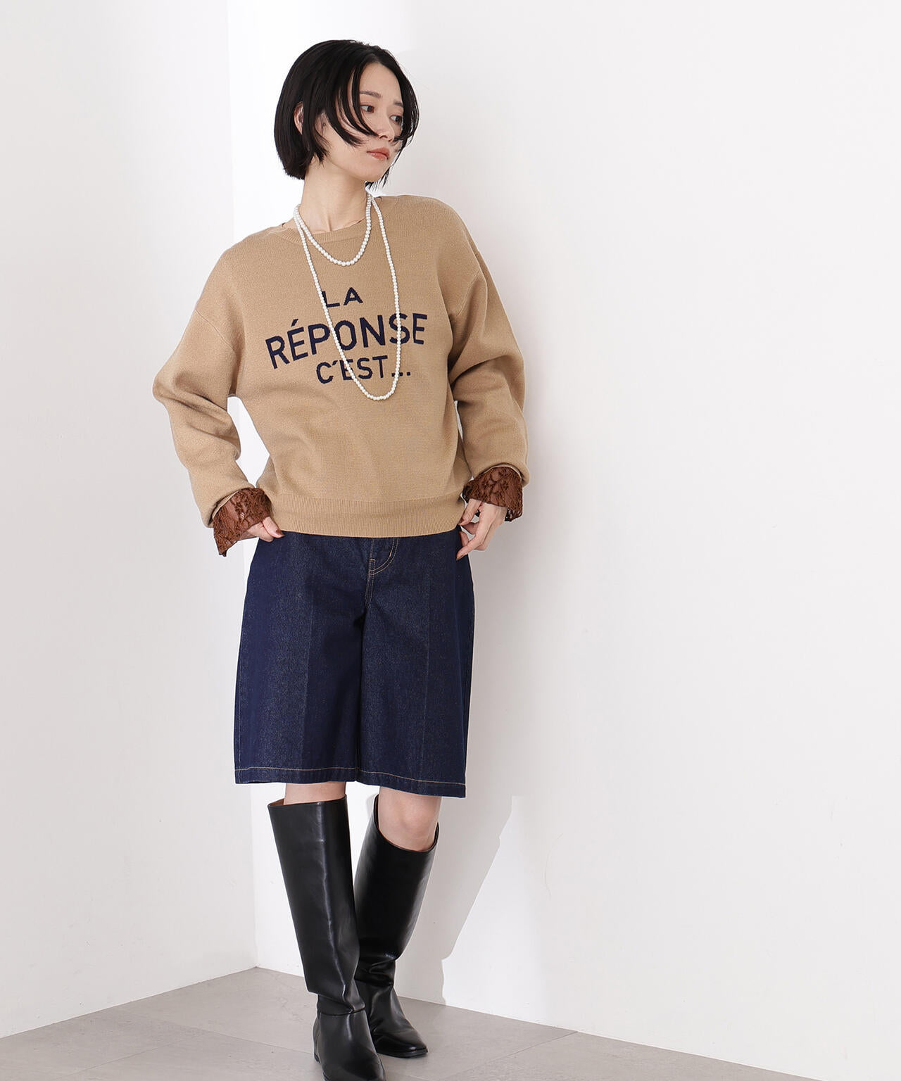 フレンチロゴジャガードニット