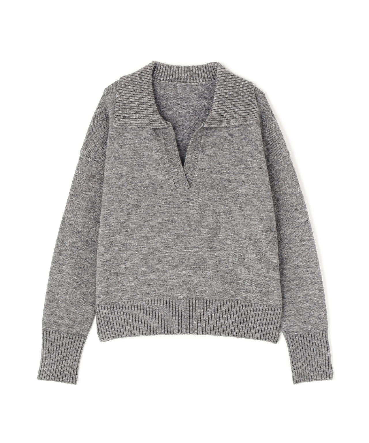 開襟ボクシーニット