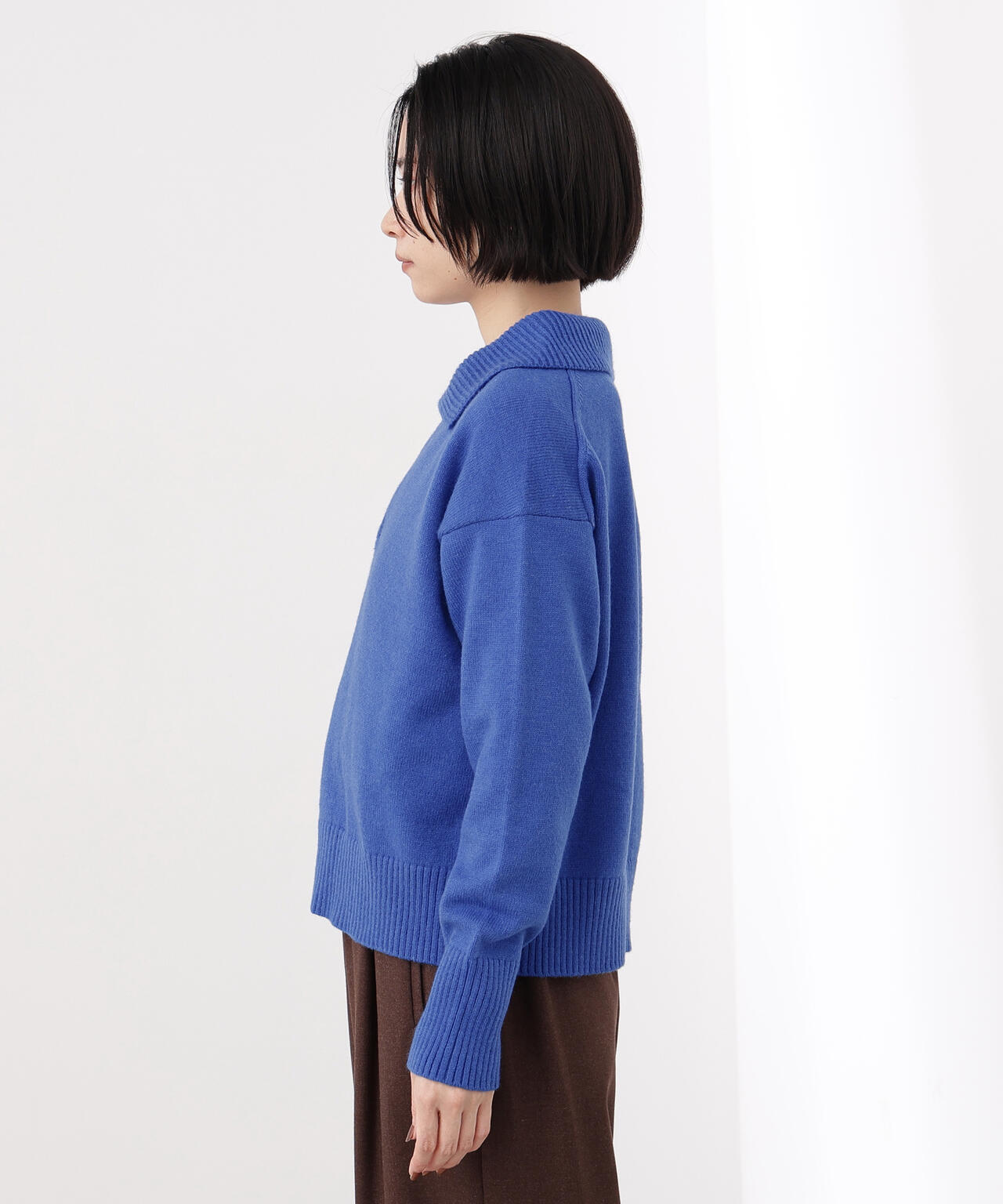 開襟ボクシーニット